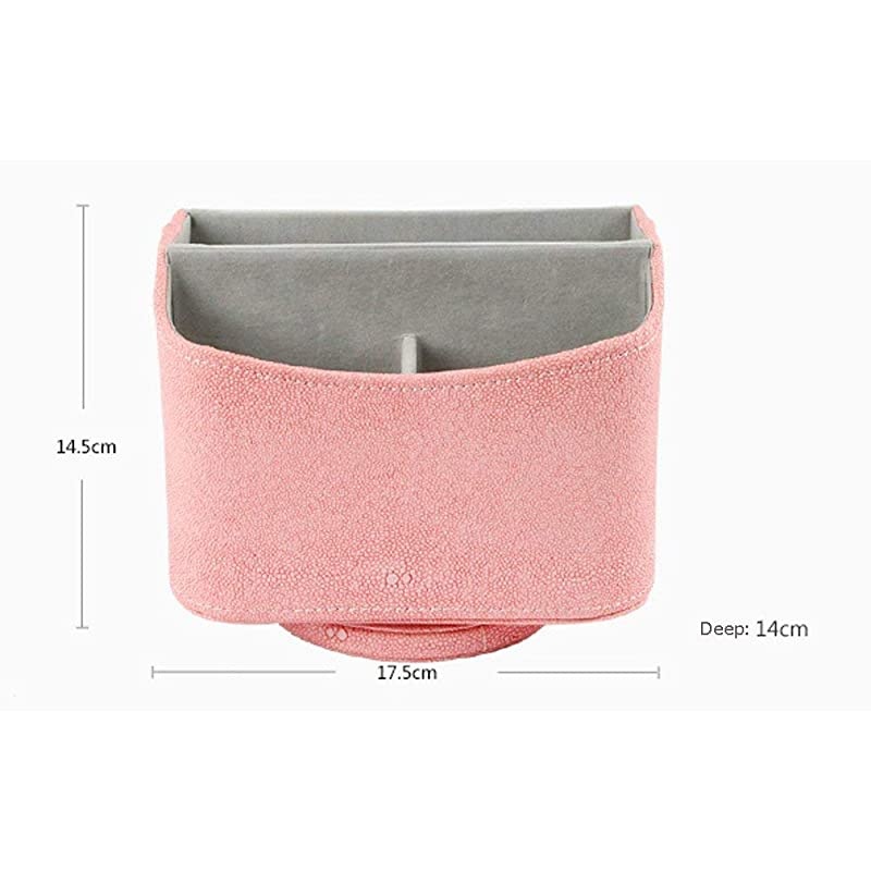 Colorful PU Leather 360 Degrees Rotatable Remote Control/Controller Organizer, Spinning TV Guide/Mail/Media Desktop Organizer Caddy Holder (Pink)