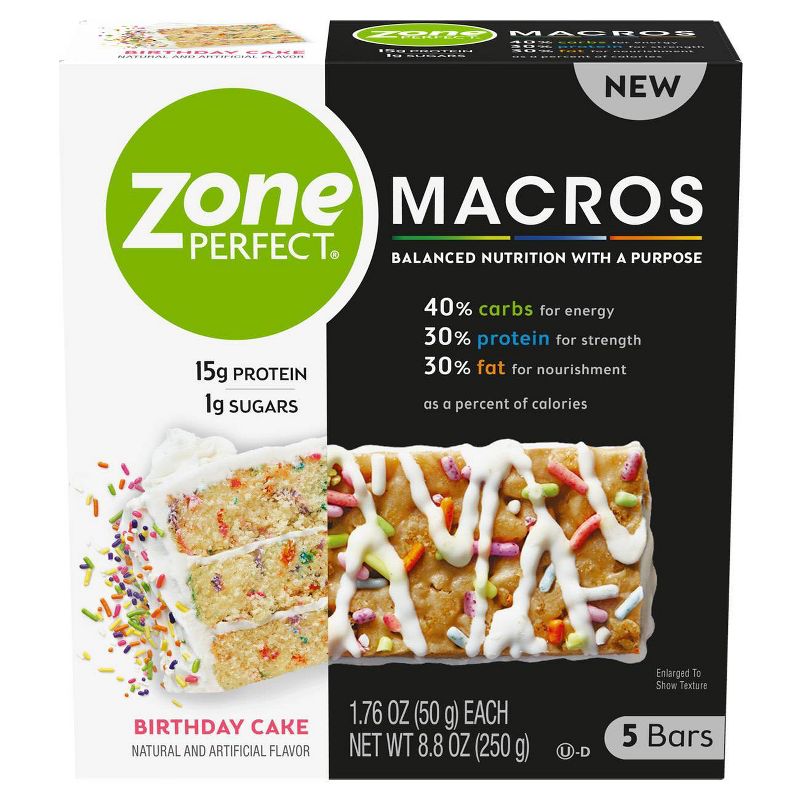 Zone Perfect Macros Birthday Cake Nutrition Bars - 5ct