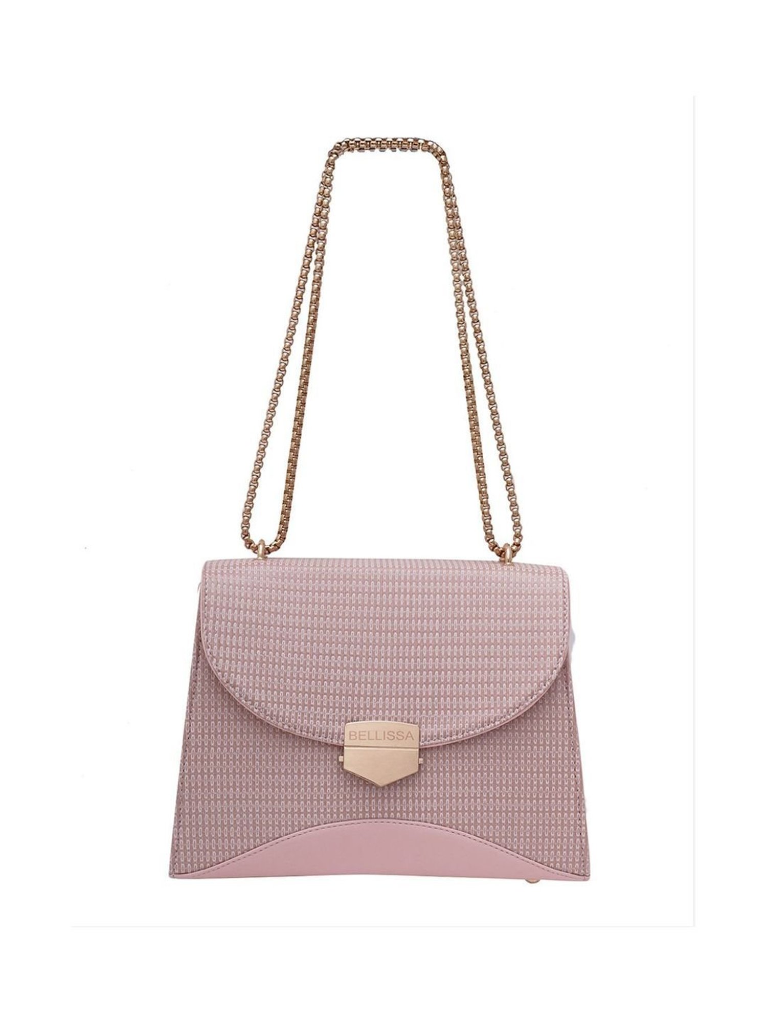 Bellissa Baby Pink Textured Medium Stylish Box Sling Handbag