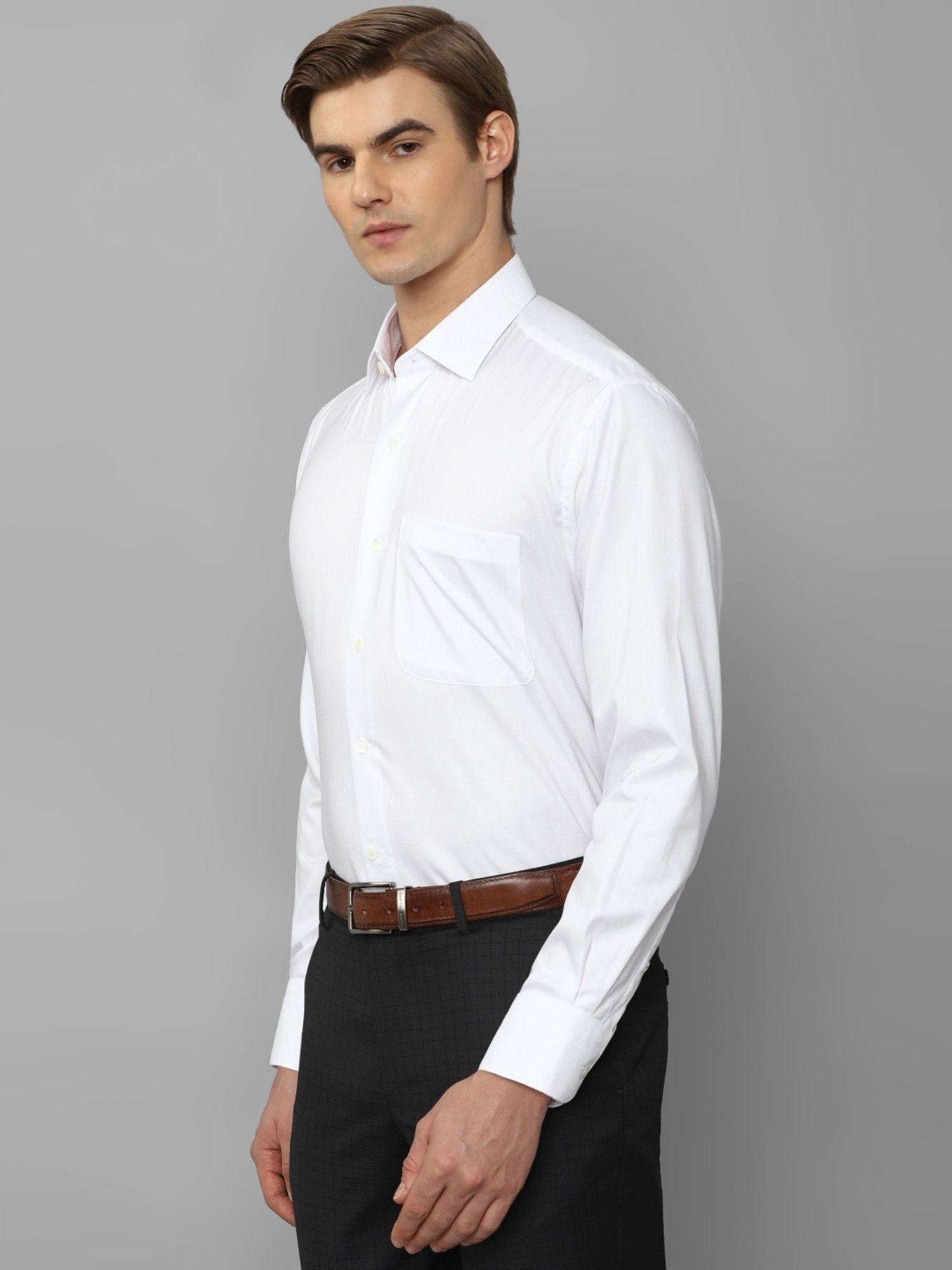 Luxure By Louis Philippe Pearl White Cotton Regular Fit Shirt