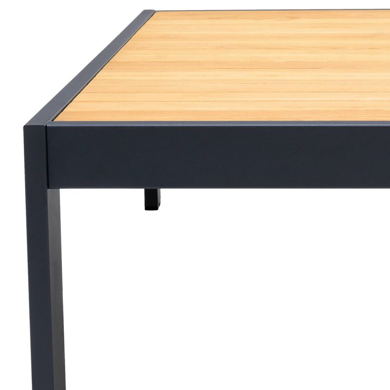 Palau Outdoor Coffee Table in Dark Gray with Natural Teak Wood Top - Armen Living