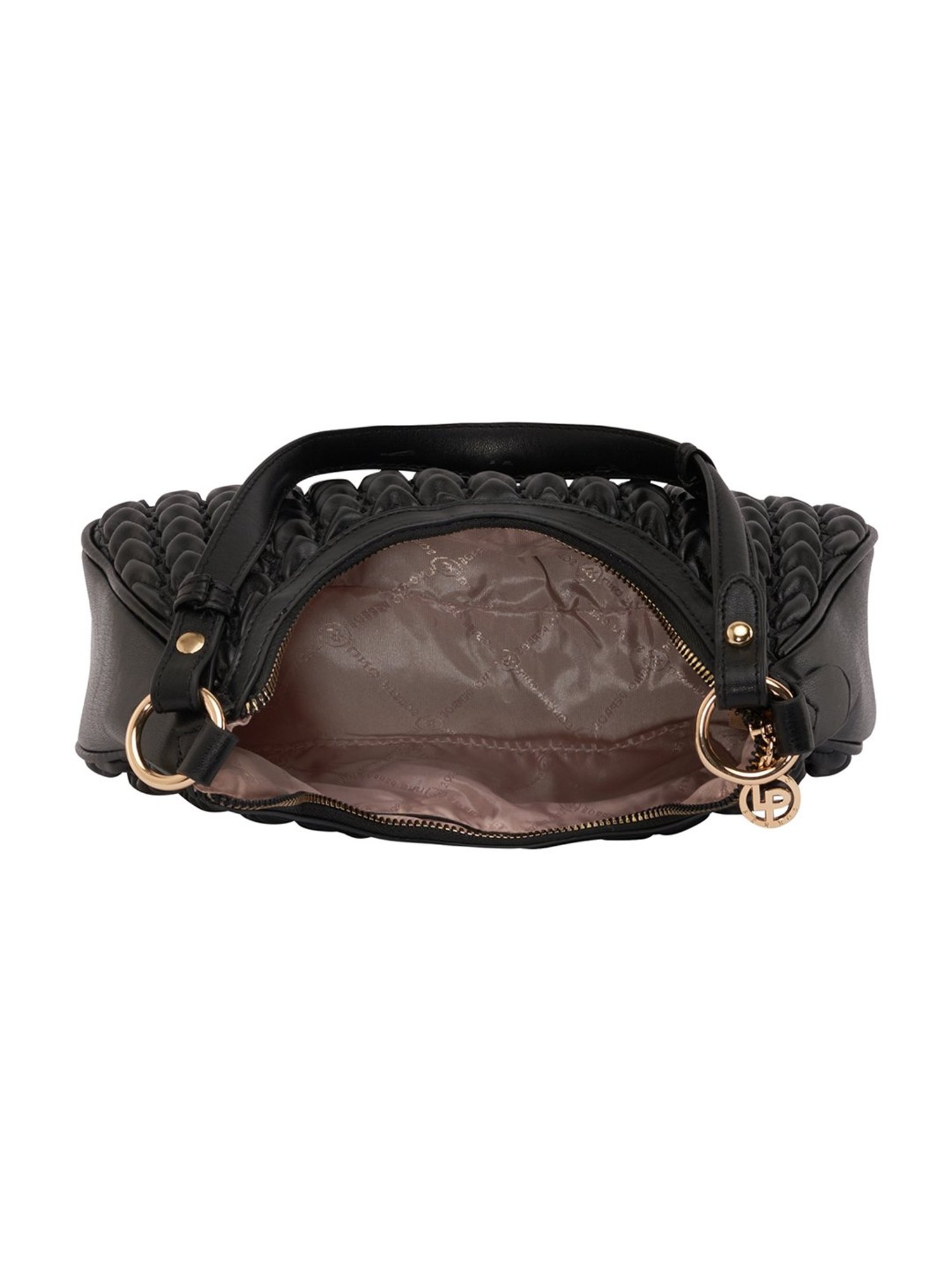 Lino Perros Black Quilted Medium Hobo Shoulder Bag