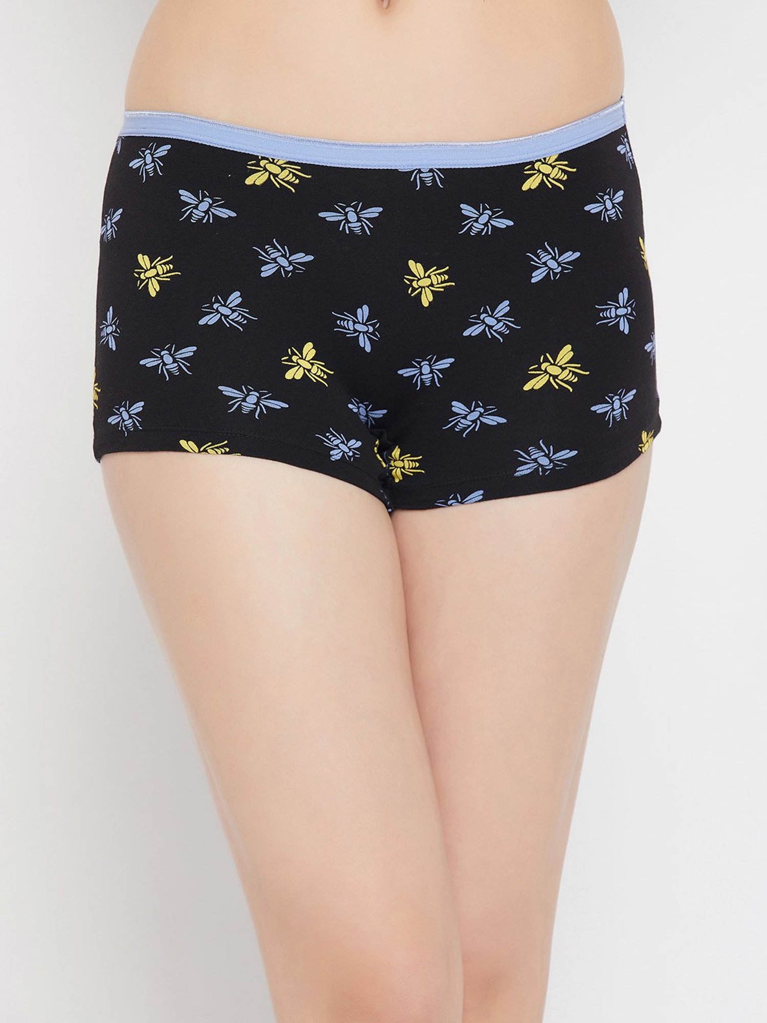 Clovia Black Printed Boy Shorts