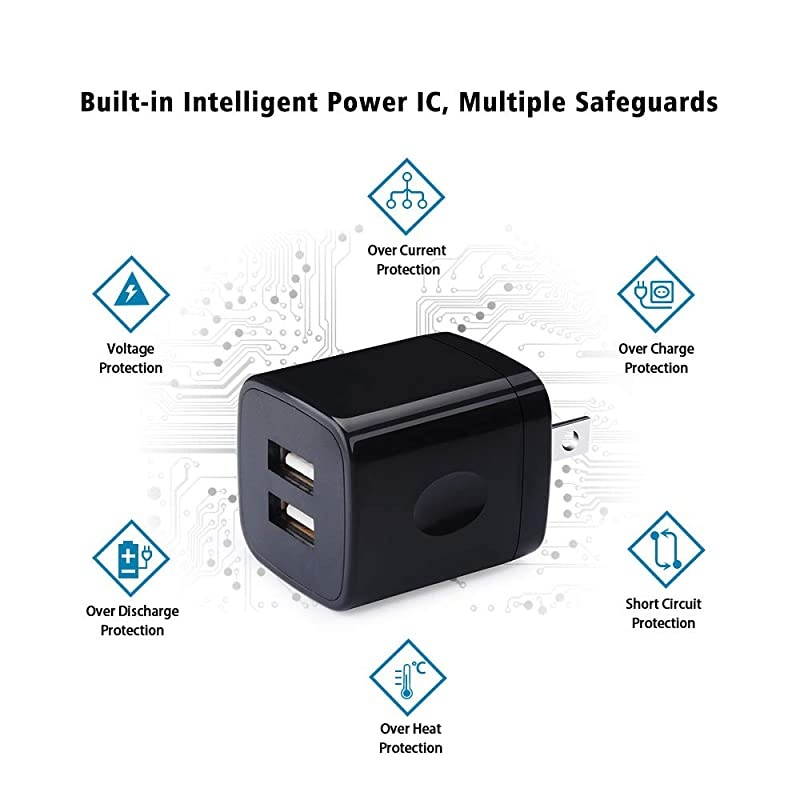 USB Wall Charger Charging Block  5Pack 21Amp 5V Dual Port USB Power Adapter Wall Charger Plug Cube Compatible with Phone Xs Max XR X 8 7 6 Plus Pad Samsung S10 S9+ LG Moto Android More