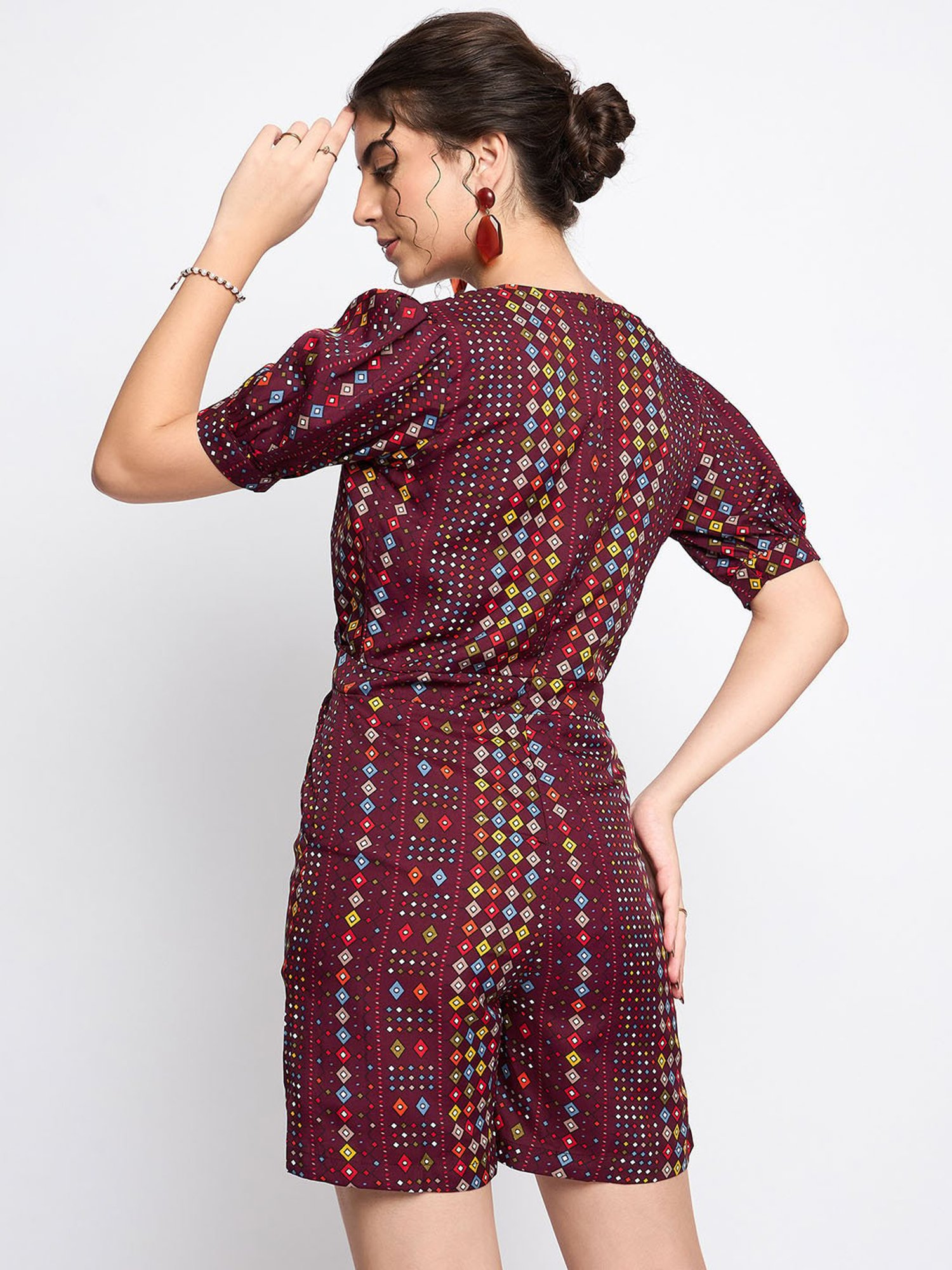 BRINNS Wine Printed Playsuit