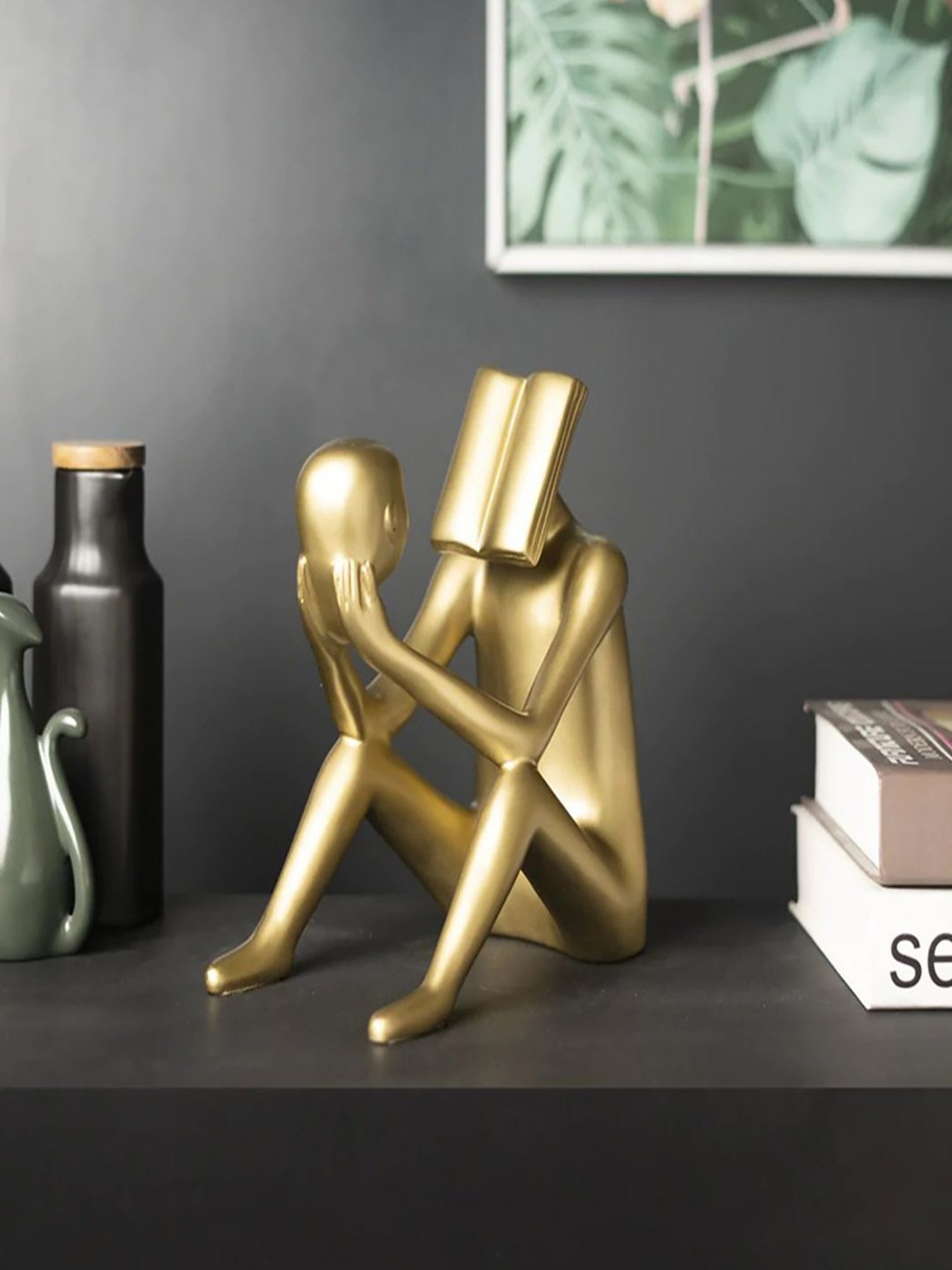 The Artment Gold Resin Book Reading Big Sculpture