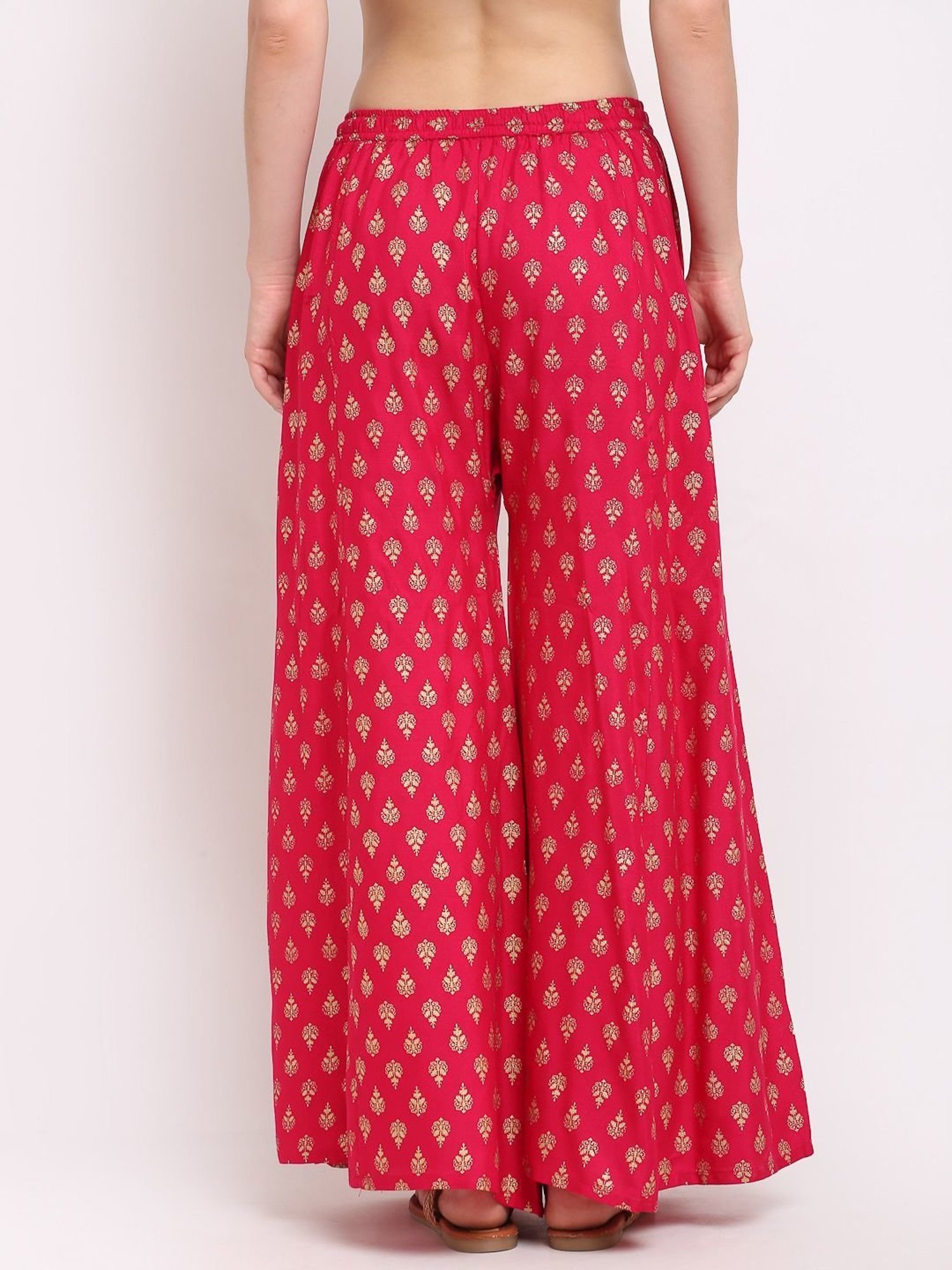 Gracit Green & Pink Printed Palazzos - Pack Of 2