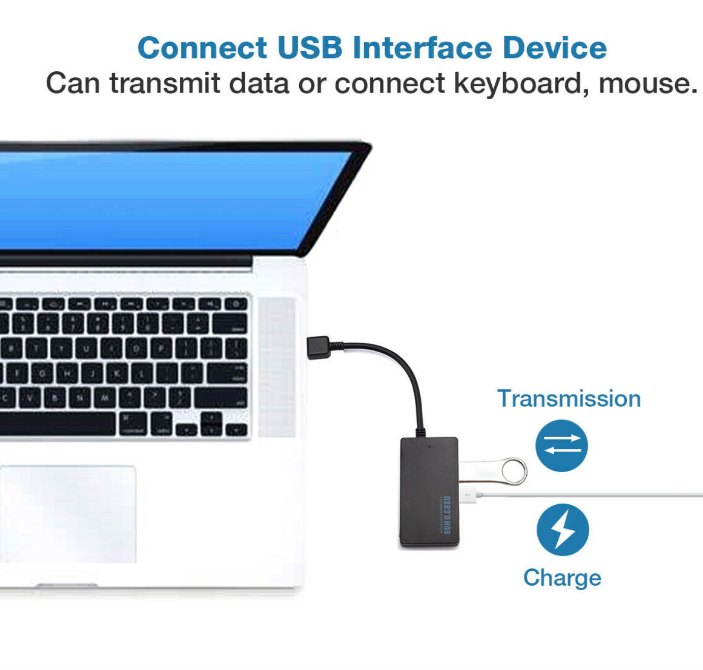 4-Port USB 3.0 Hub 5Gbps Portable Compact For PC Mac Laptop Notebook Desktop
