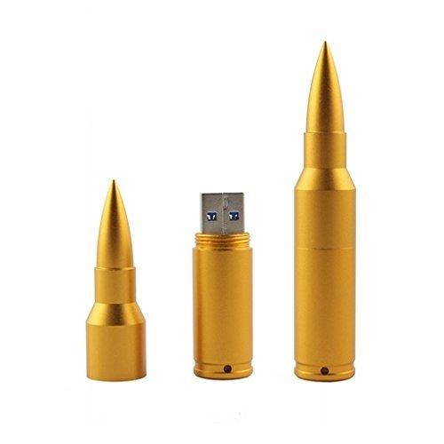 WooTeck 64GB Metal Shining 3D Golden Bullet USB Flash Drive Memory Stick with Keychain
