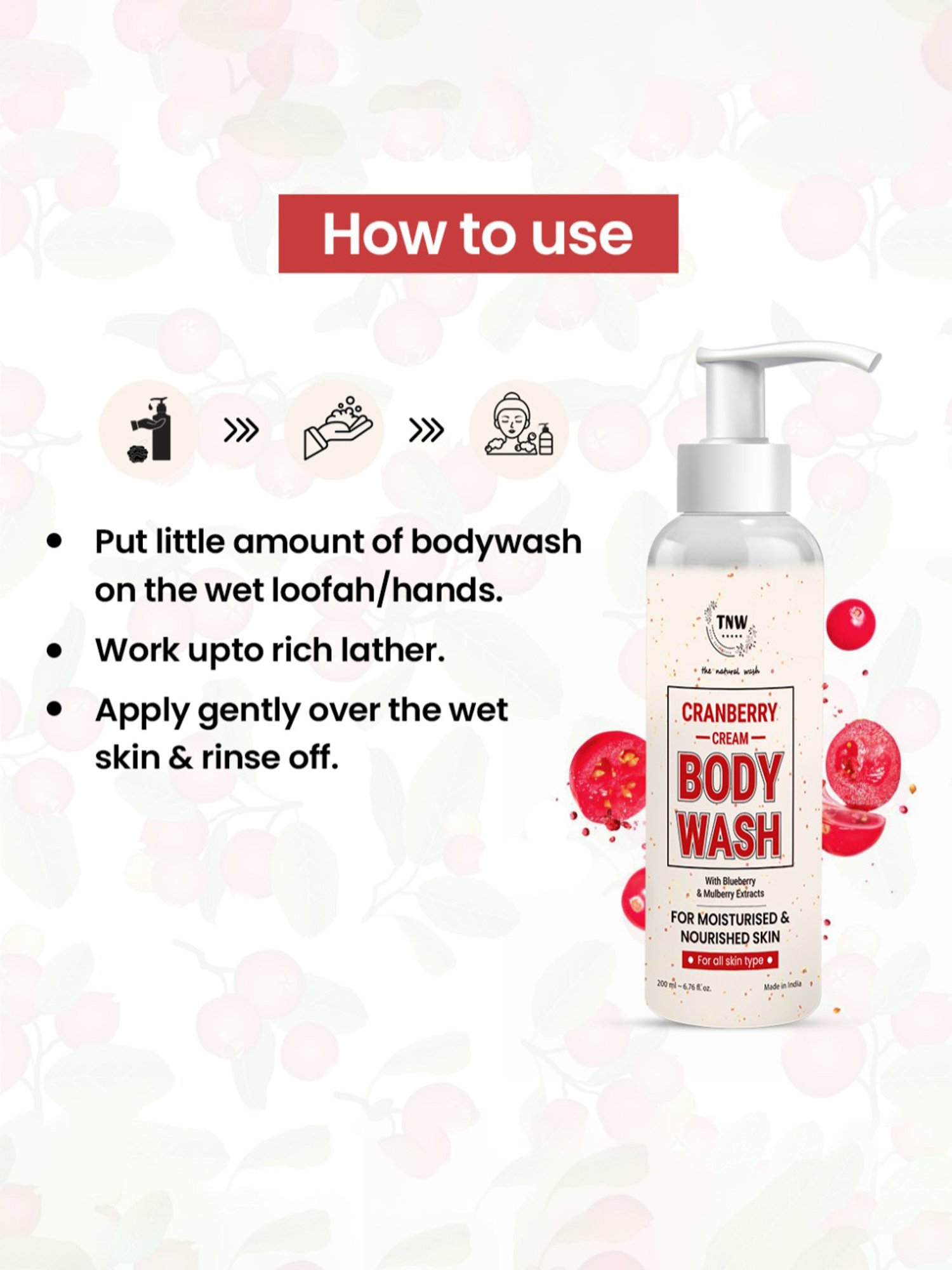 TNW-The Natural Wash Cranberry Cream Body Wash - 200 ml