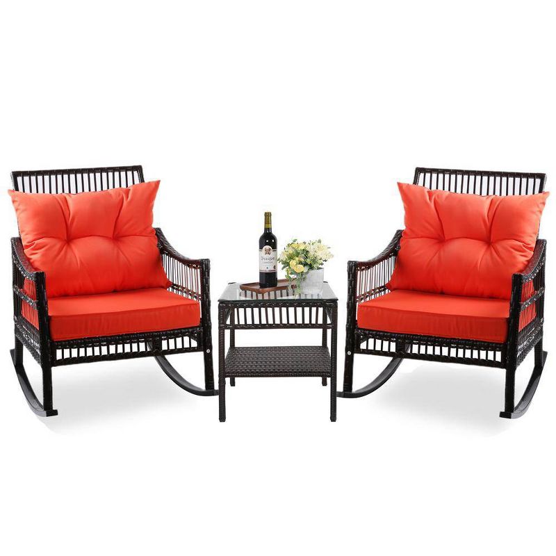 3pc Rattan Seating Group with Cushions - Vasagle