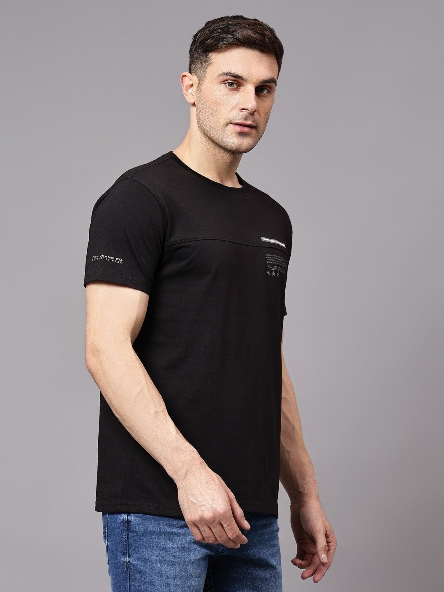Cantabil Black Regular Fit T-Shirt