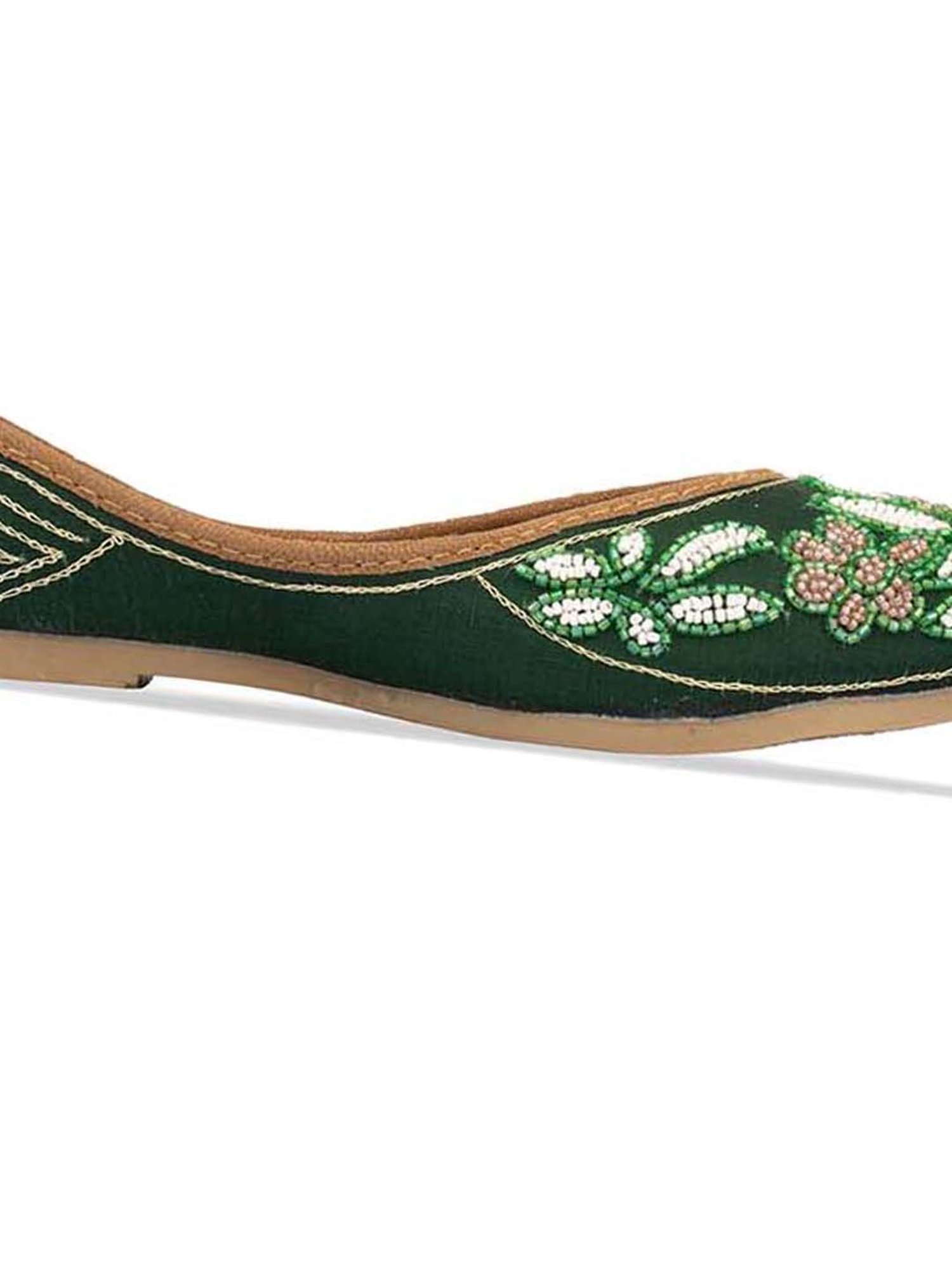 Desi Colour Women's Bottle Green Ethnic Juttis