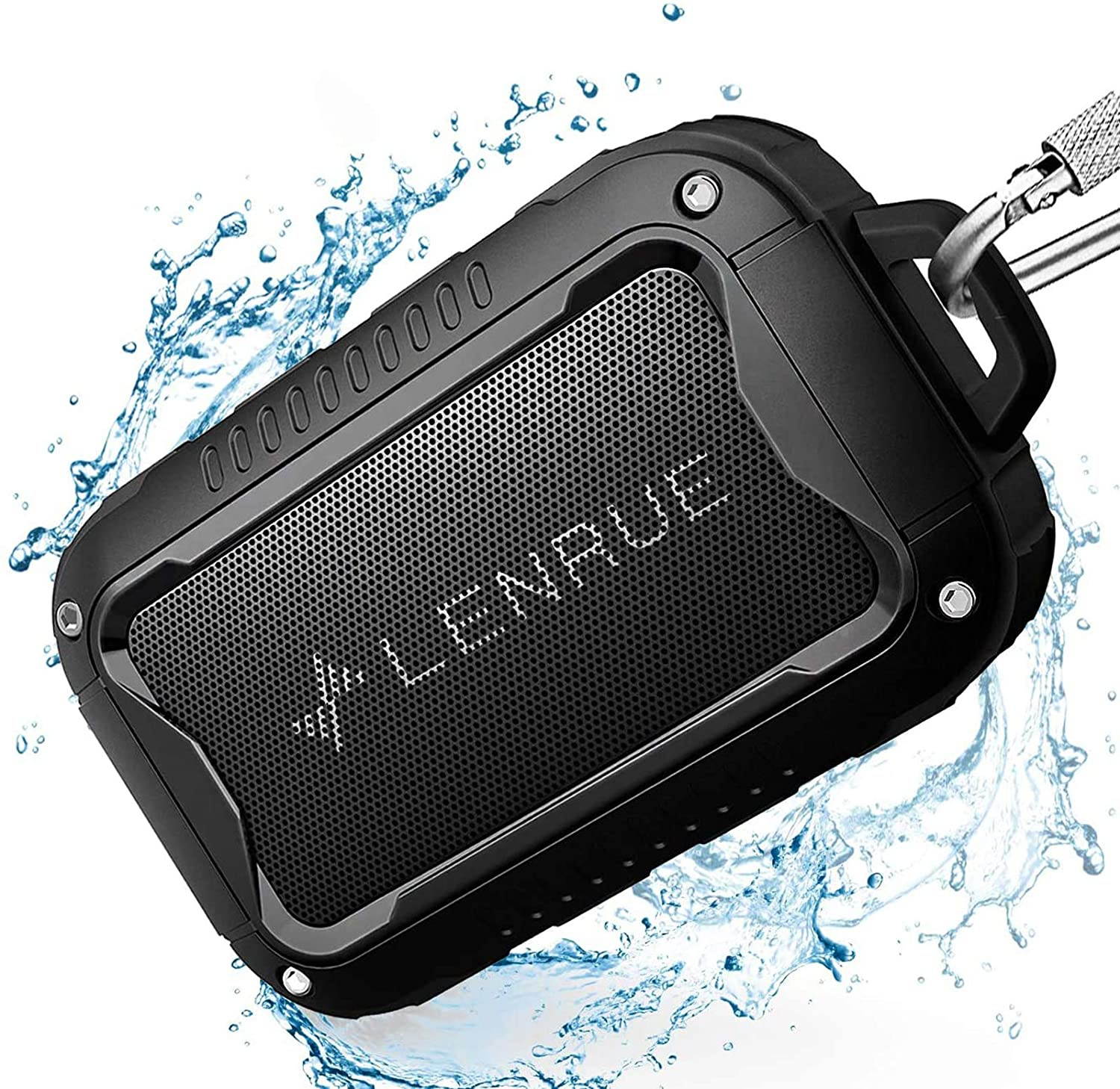 Waterproof Bluetooth Speakers V5.0,Portable Wireless Speaker for Outdoor,10W,10H Playtime,for PC Tablet Laptop Computer,All Andriod iPhone Cell Phone,Perfect for Hiking,Camping,Cyclying Sports (BLACK)