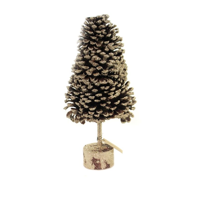 Christmas 13.0" Pinecone Tree Gold Glitter13 In Holiday Festive  -  Decorative Figurines