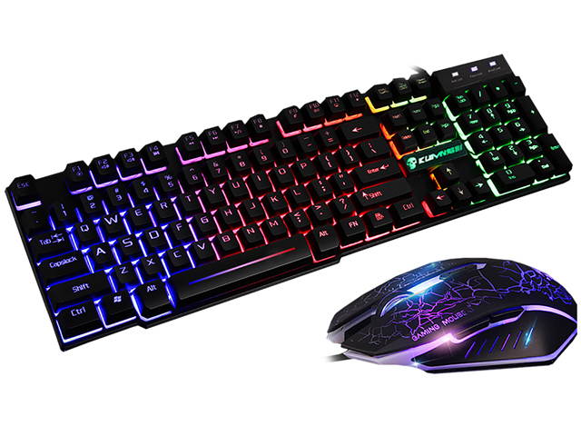 Colorlight T6 E-sport Gaming Keyboard and Mouse Mousepad Combo Mechanical Feeling Rainbow LED Backlight Emitting Character