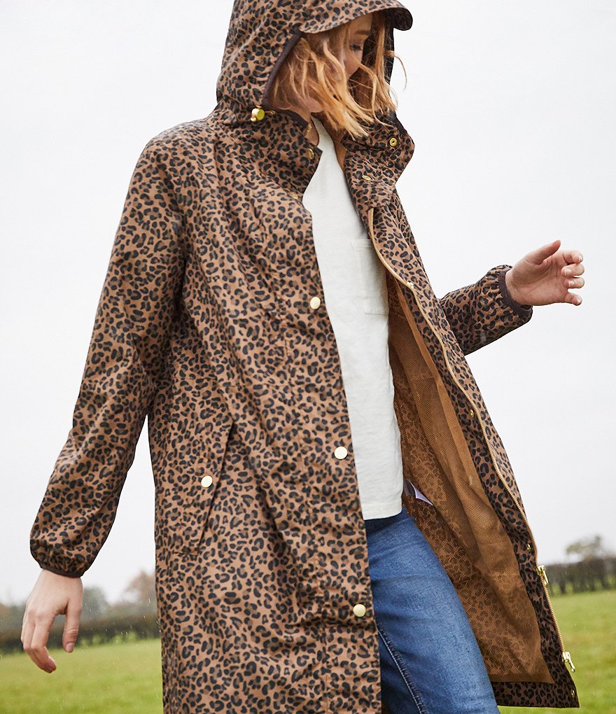 Joules Golightly Gold Bee Print Waterproof Packaway Hooded Rain Jacket
