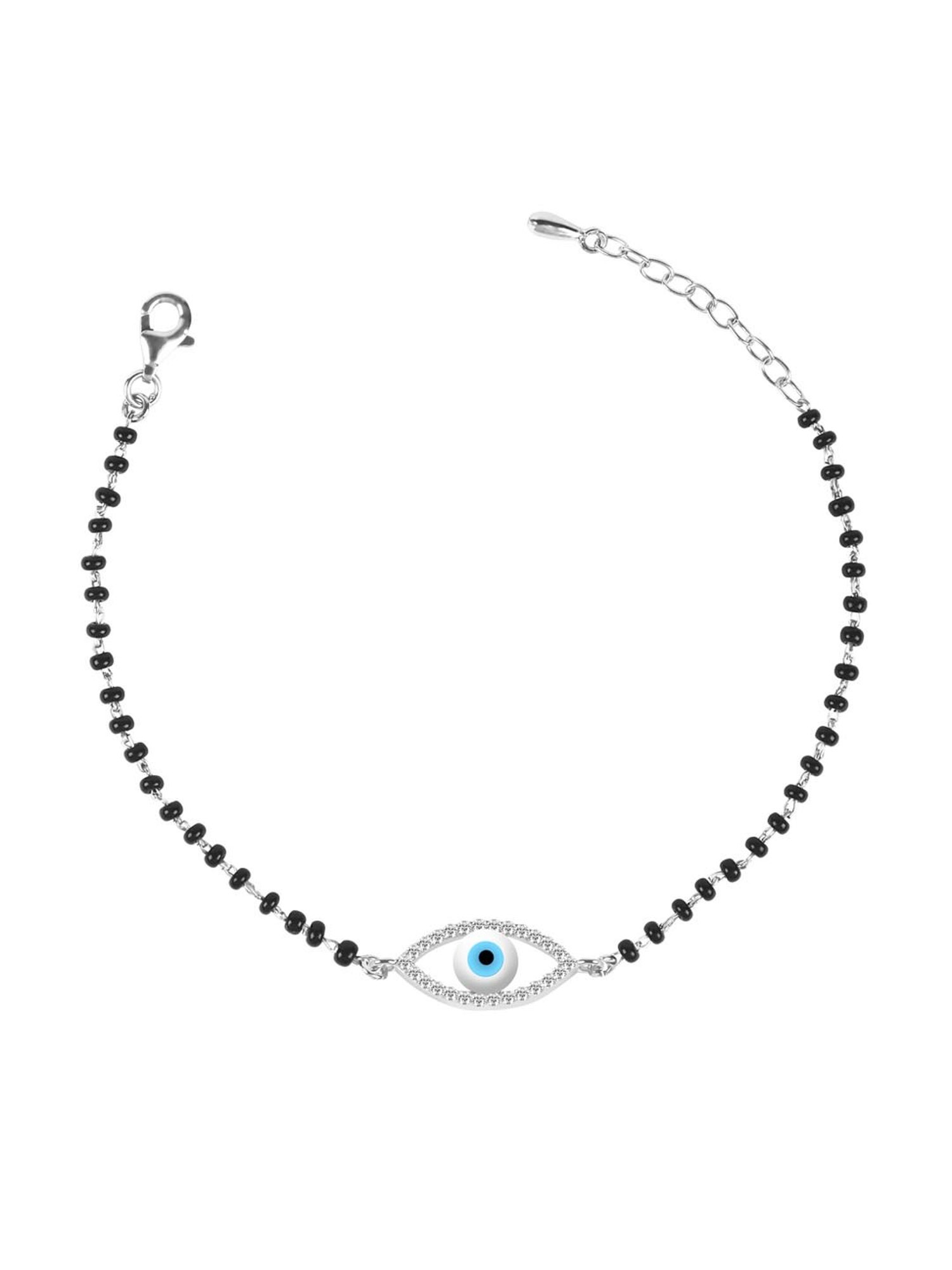 Clara 92.5 Sterling Silver Evil Eye Halo Mangalsutra Bracelet for Women