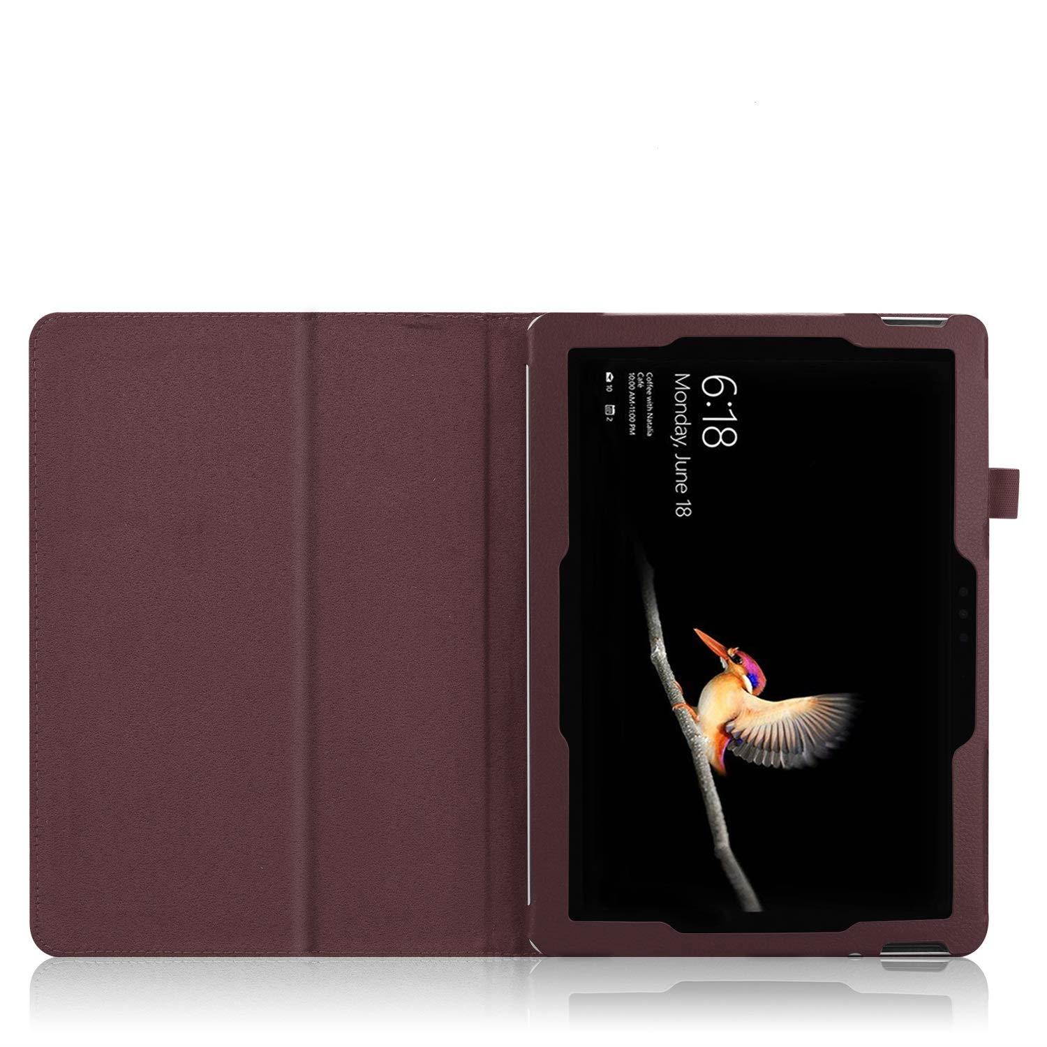 TDA Case for Microsoft Surface Go, Premium PU Leather Folio Case Slim Lightweight Protective Cover with Stand for Microsoft Surface Go 10 inch (2018) Tablet (Brown)