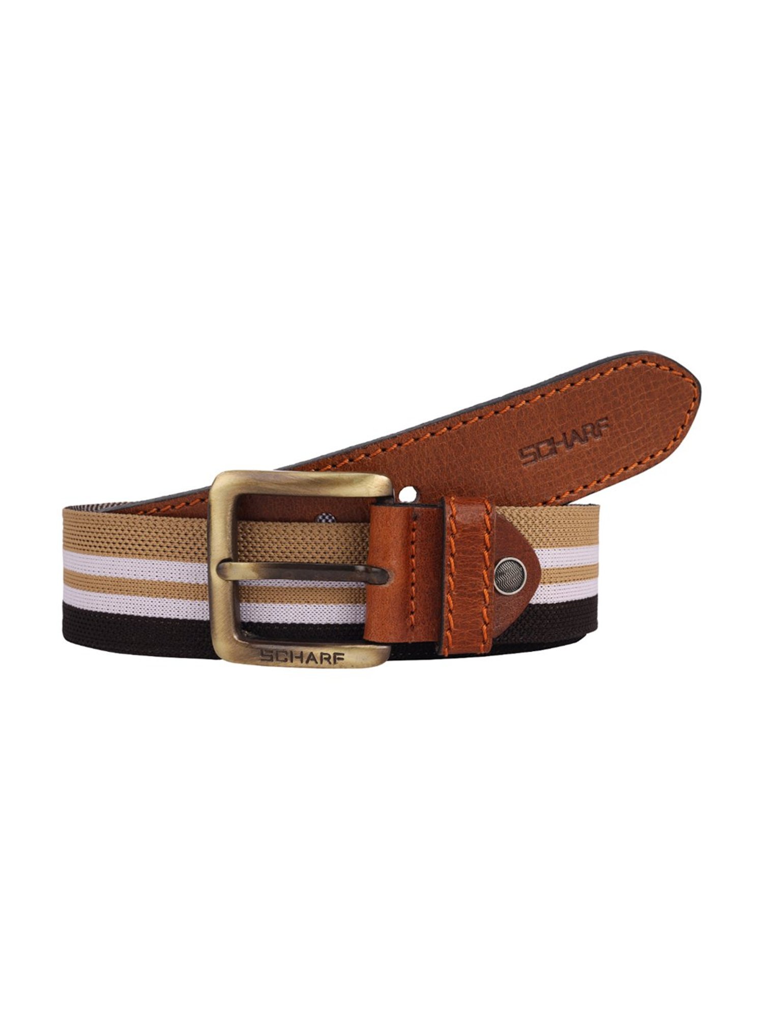 SCHARF Multicolor Twister Canvas Leather Casual Belt for Men