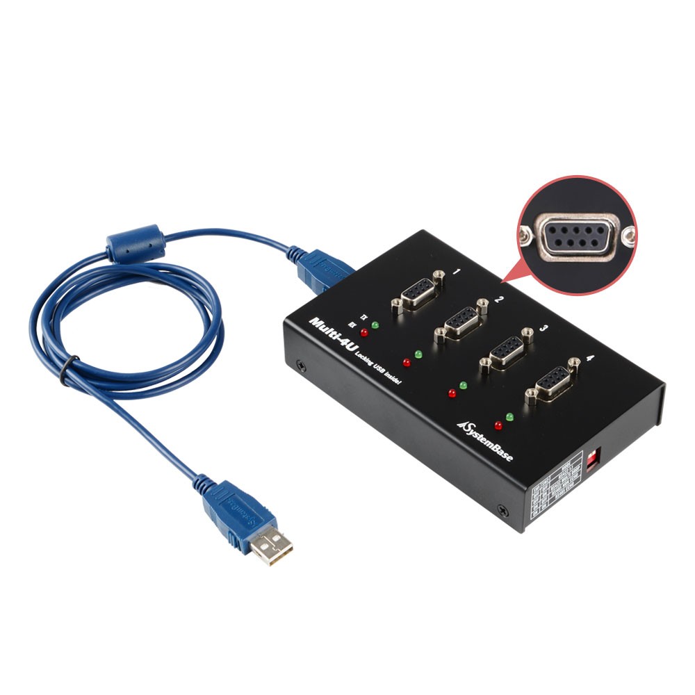 SystemBase - 4Ports USB to Serial Converter RS422/RS485, Female Connector, 4.92ft USB Cable lock (Multi-4/USB COMBO V1.6)