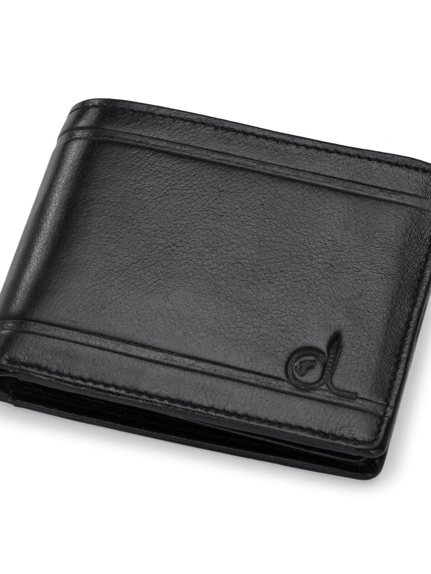Clog London Black Leather Small Bi-Fold Wallet for Men