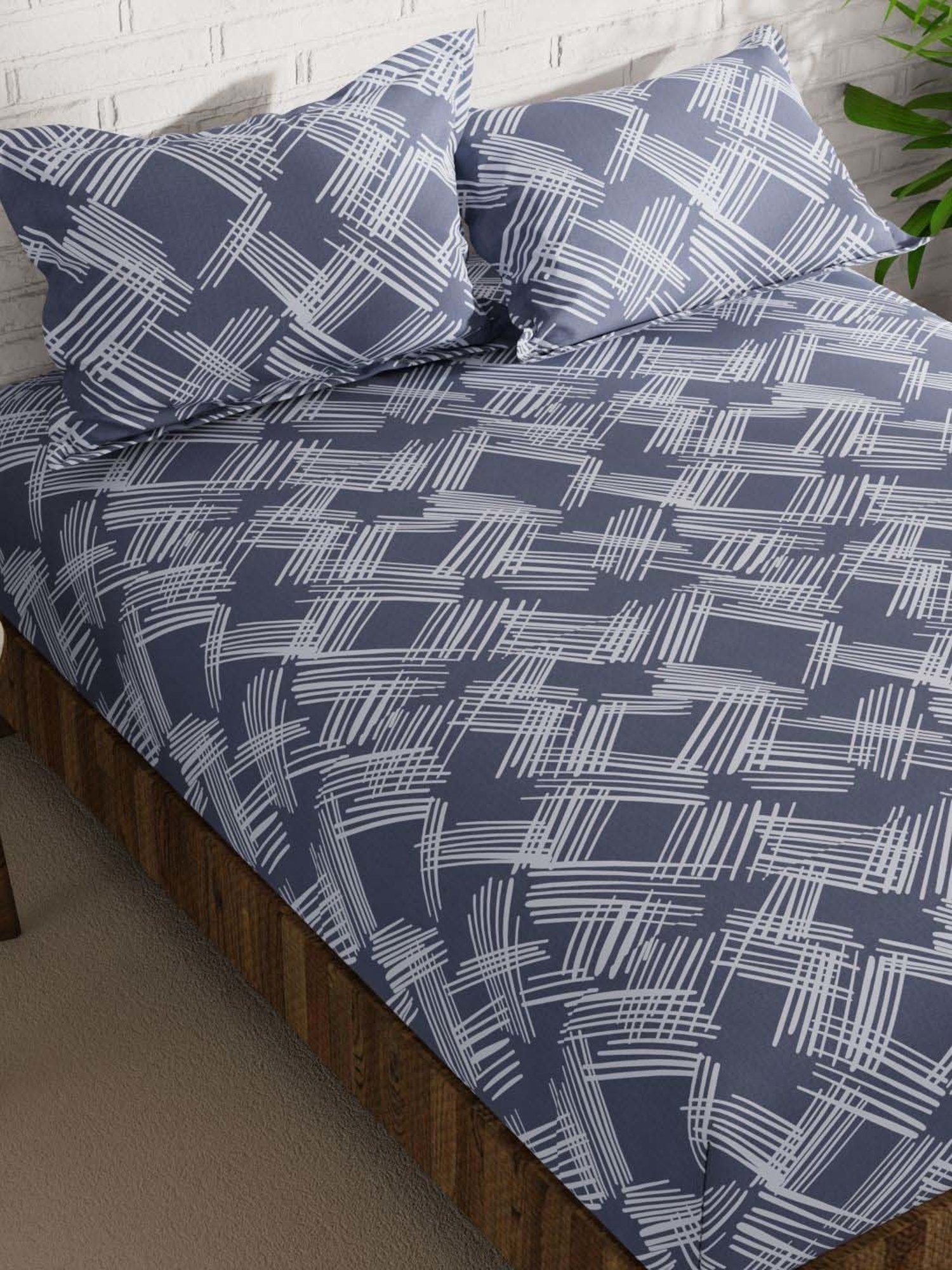 Bianca Envogue Grey 152 TC Micro Fabric Double Bedsheet with 2 Pillow Covers