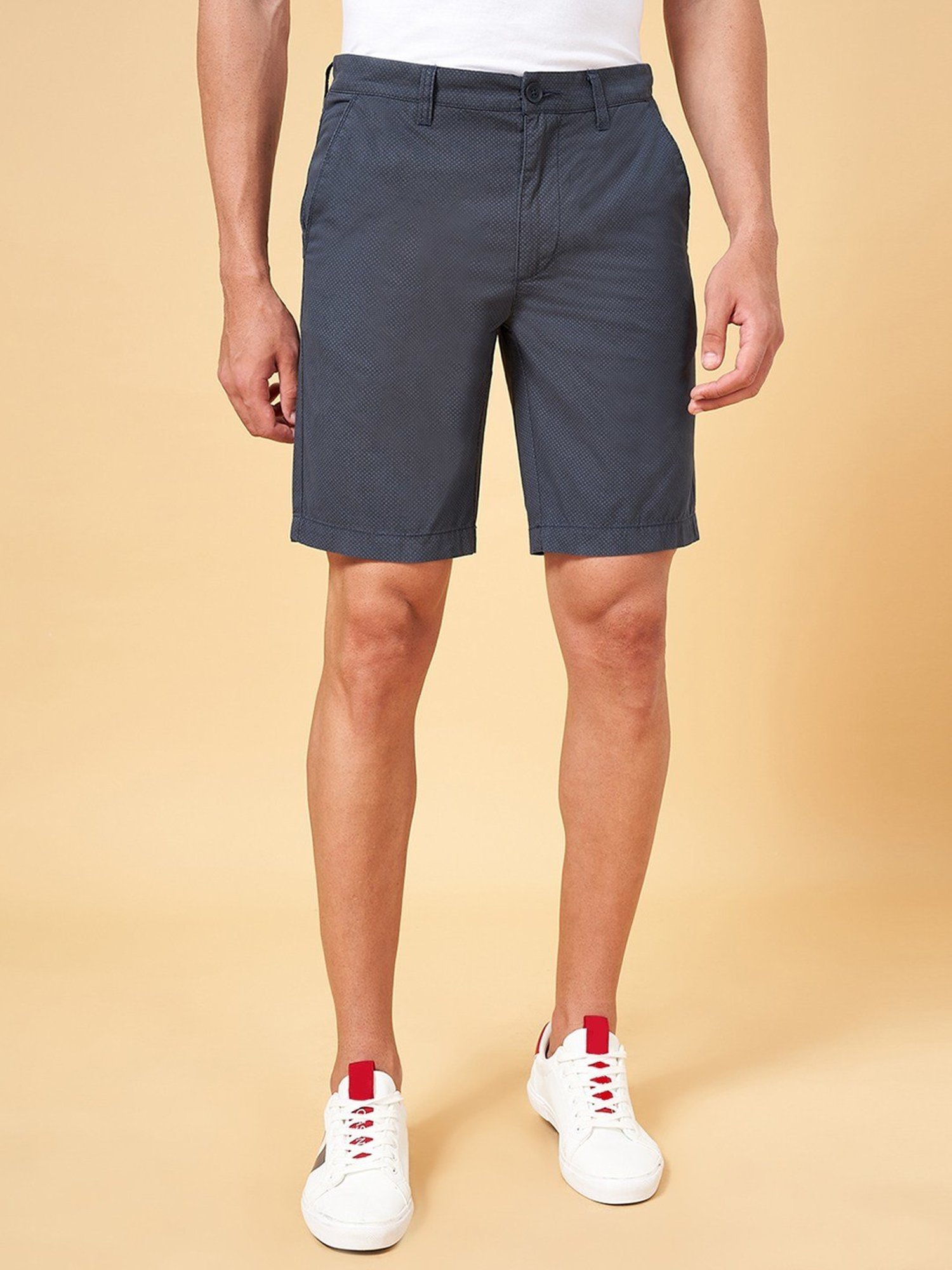 Byford by Pantaloons Navy Cotton Slim Fit Printed Shorts