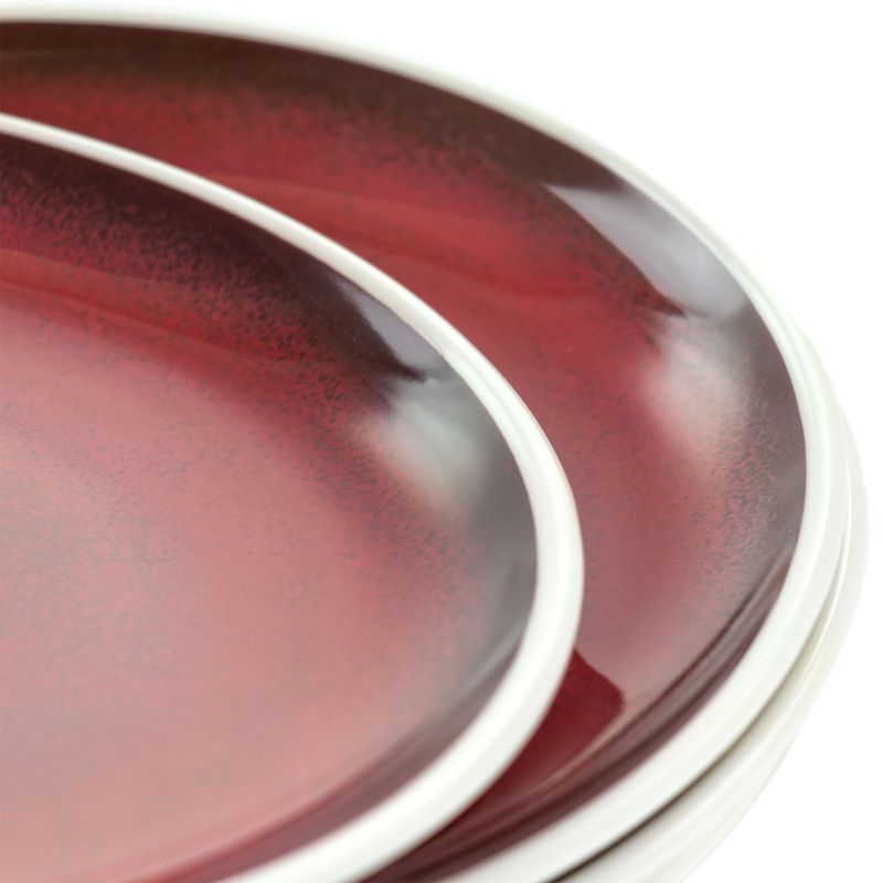 Studio California Cobalt Bay 4 Piece 9 Inch Melamine Round Dessert Plate Set in Red