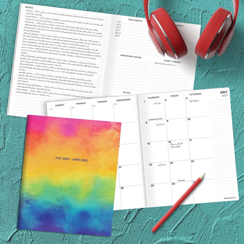 2021-22 Academic Planner 9" x 11" Bright Paint Monthly - The Time Factory