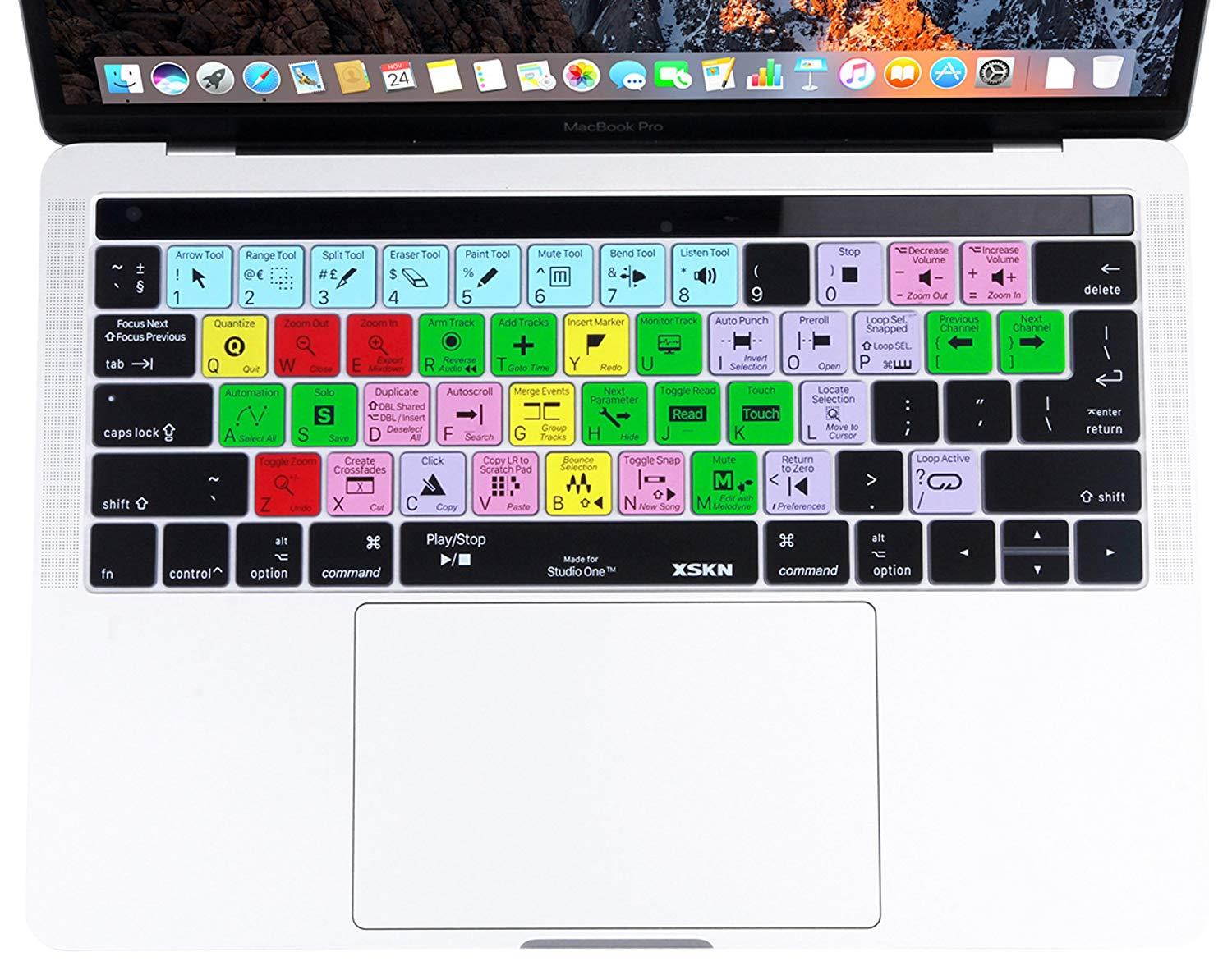 XSKN 2016 New Shortcut Design Series Keyboard Skin Cover for Touch Bar Models MacBook Pro 13 A1706 and MacBook Pro 15 A1707, US EU Universal Version (Studio One)