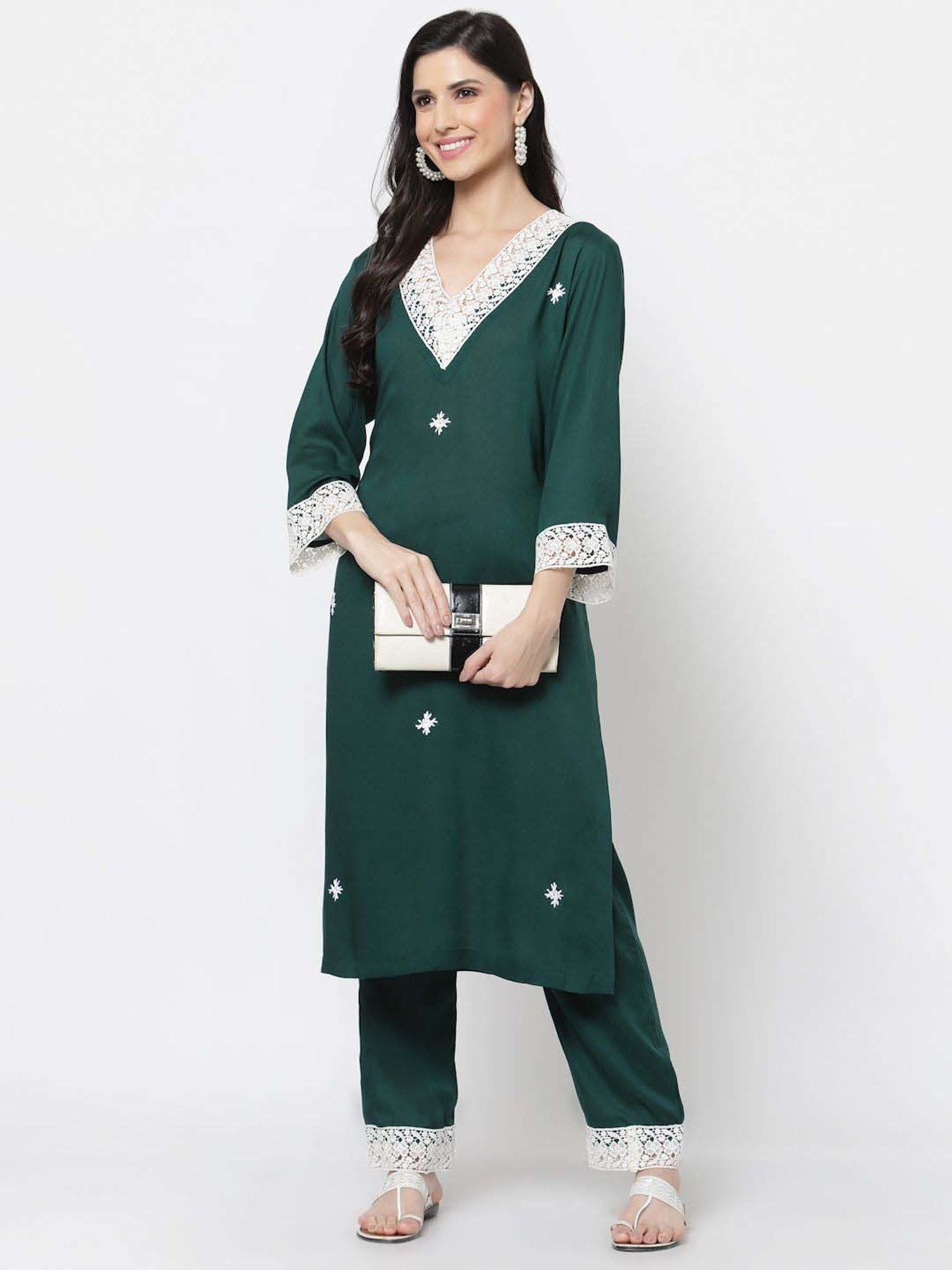DART STUDIO Green Regular Fit Palazzos