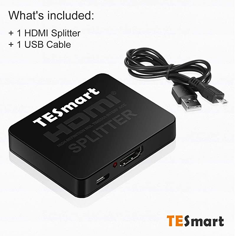 1x2 HDMI Splitter 4k 2 Way HDMI Splitter 1 in 2 Out Switcher Support 4Kx2K@30Hz 1080P 3D 3840 2160 for Xbox PS4 Sky Box,DVD Player