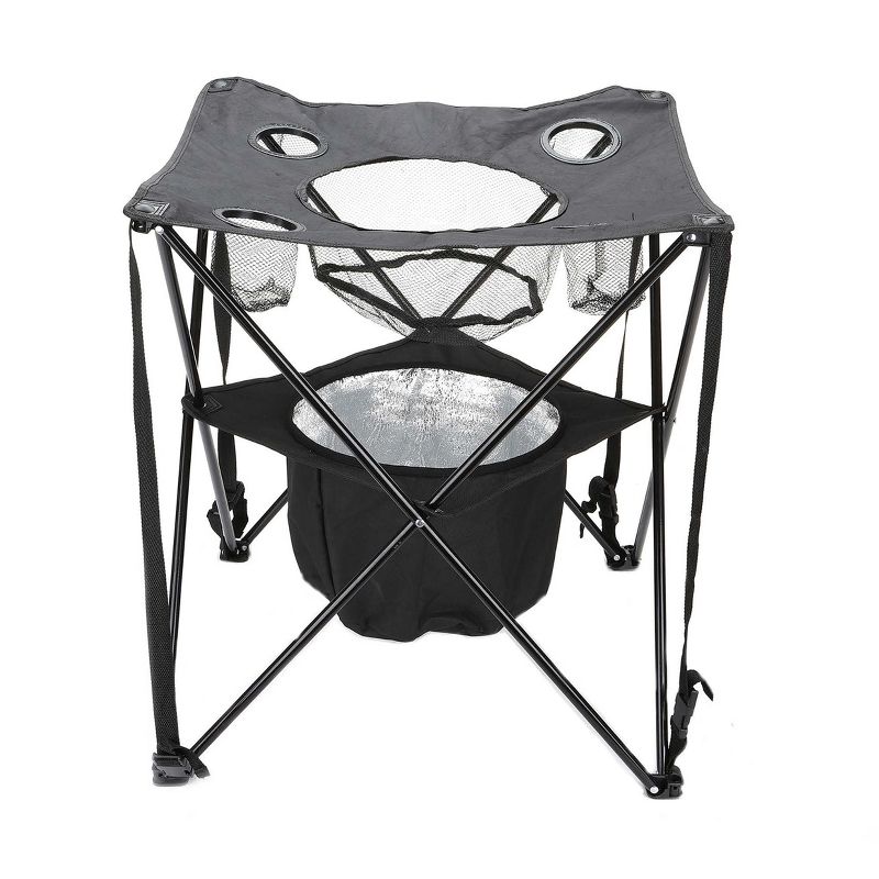 Mind Reader Collapsible Tailgating Table with Insulated Cooler, Food Basket, and Travel Bag