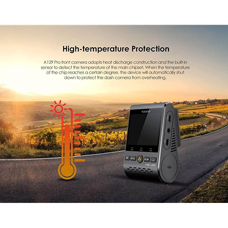 A129 Pro 4K Dash Cam 3840x2160P Ultra HD 4K Dash Camera Sony 8MP Sensor GPS Wi-Fi, Buffered Parking Mode, G-Sensor, Motion Detection, WDR, Loop Recording