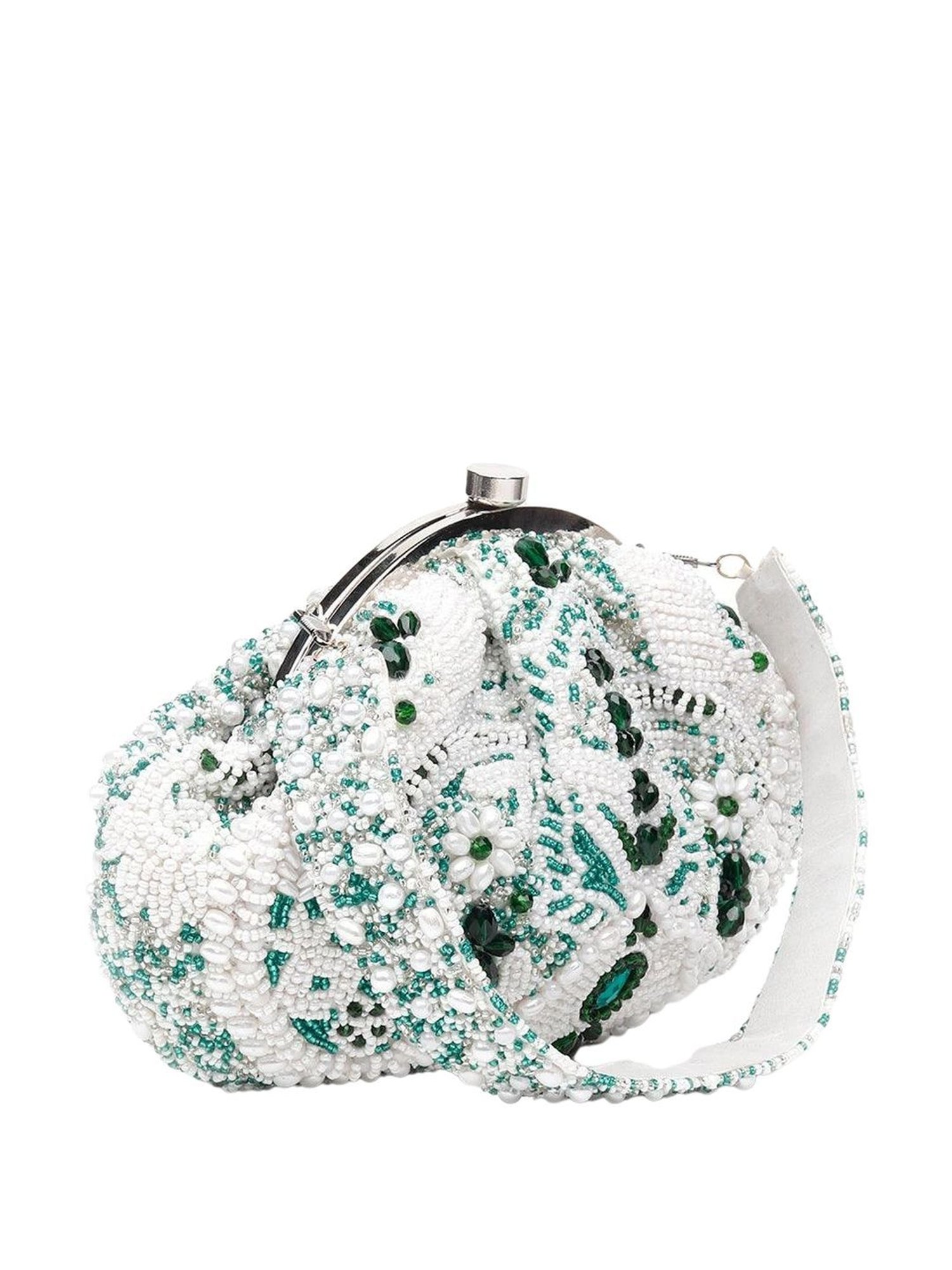 Odette White & Green Embellished Handbag