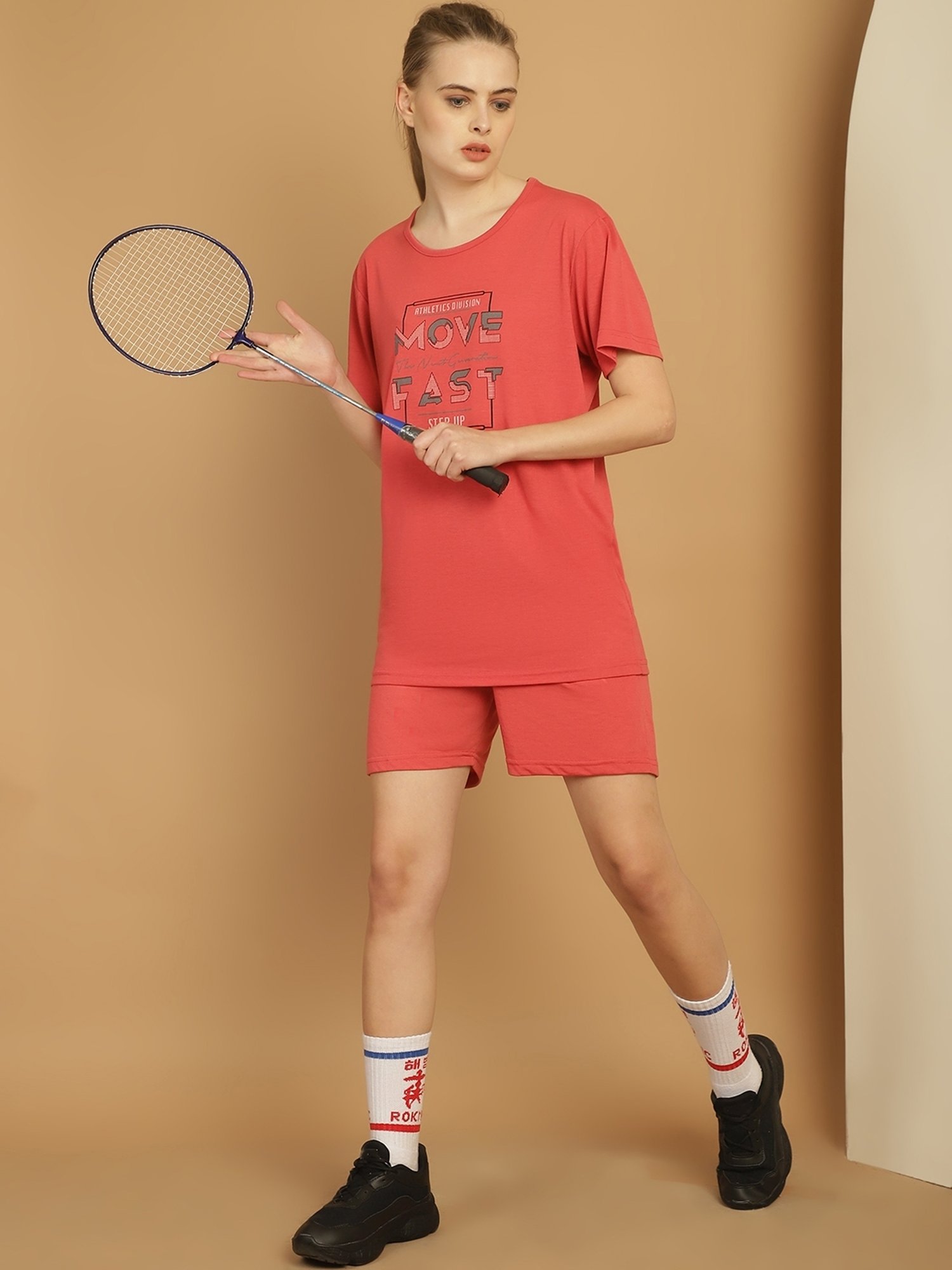 Vimal Jonney Coral Cotton Printed T-Shirt & Shorts Set