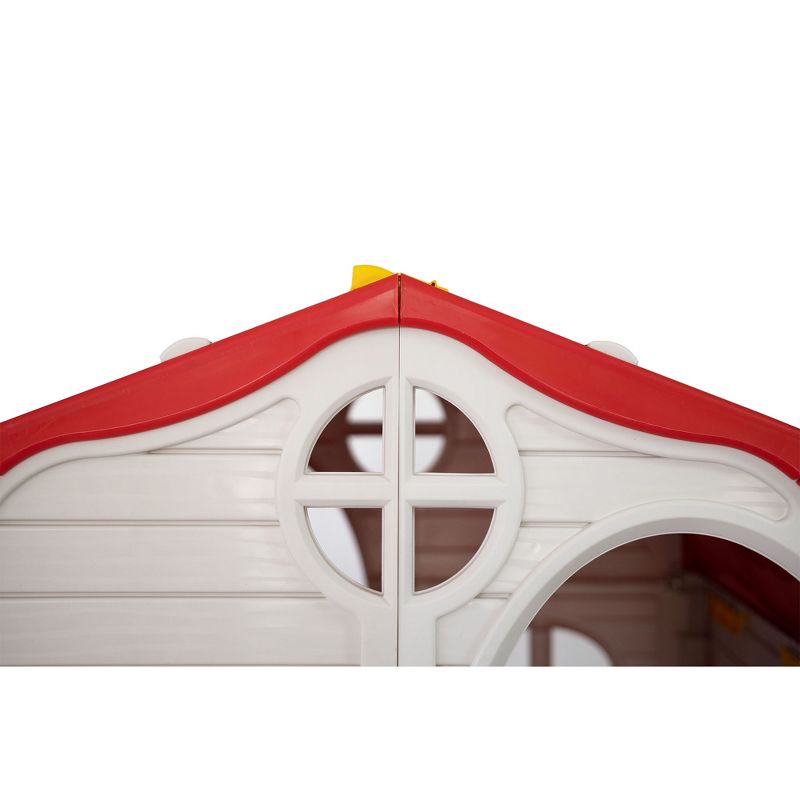 Ram Quality Products Kid's Classic Real Feel Cottage Compact Foldable Plastic Toddler Outdoor Playhouse for Children Ages 2 Years Old and Up, White
