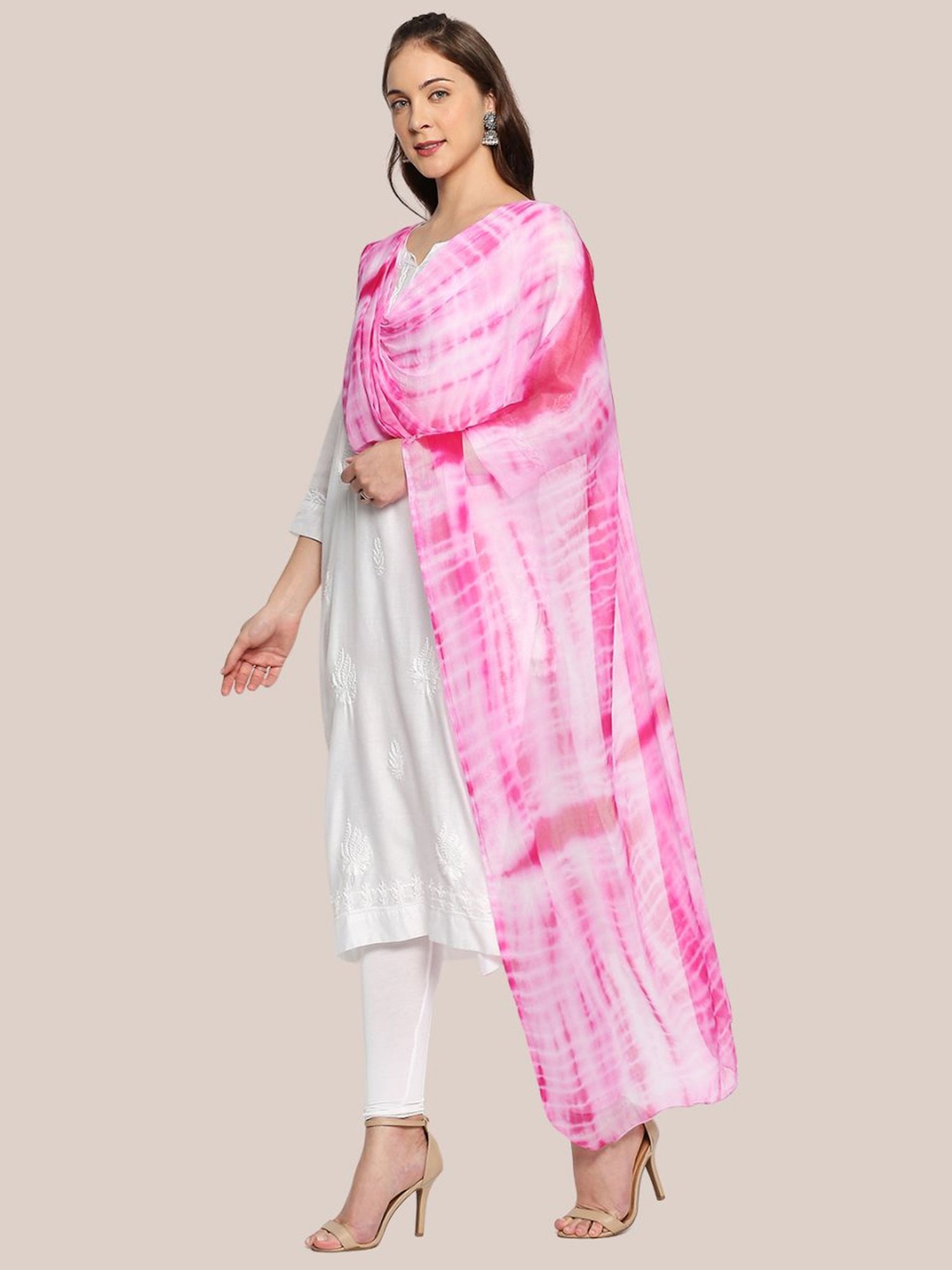 Dupatta Bazaar Pink Tie & Dye Dupatta