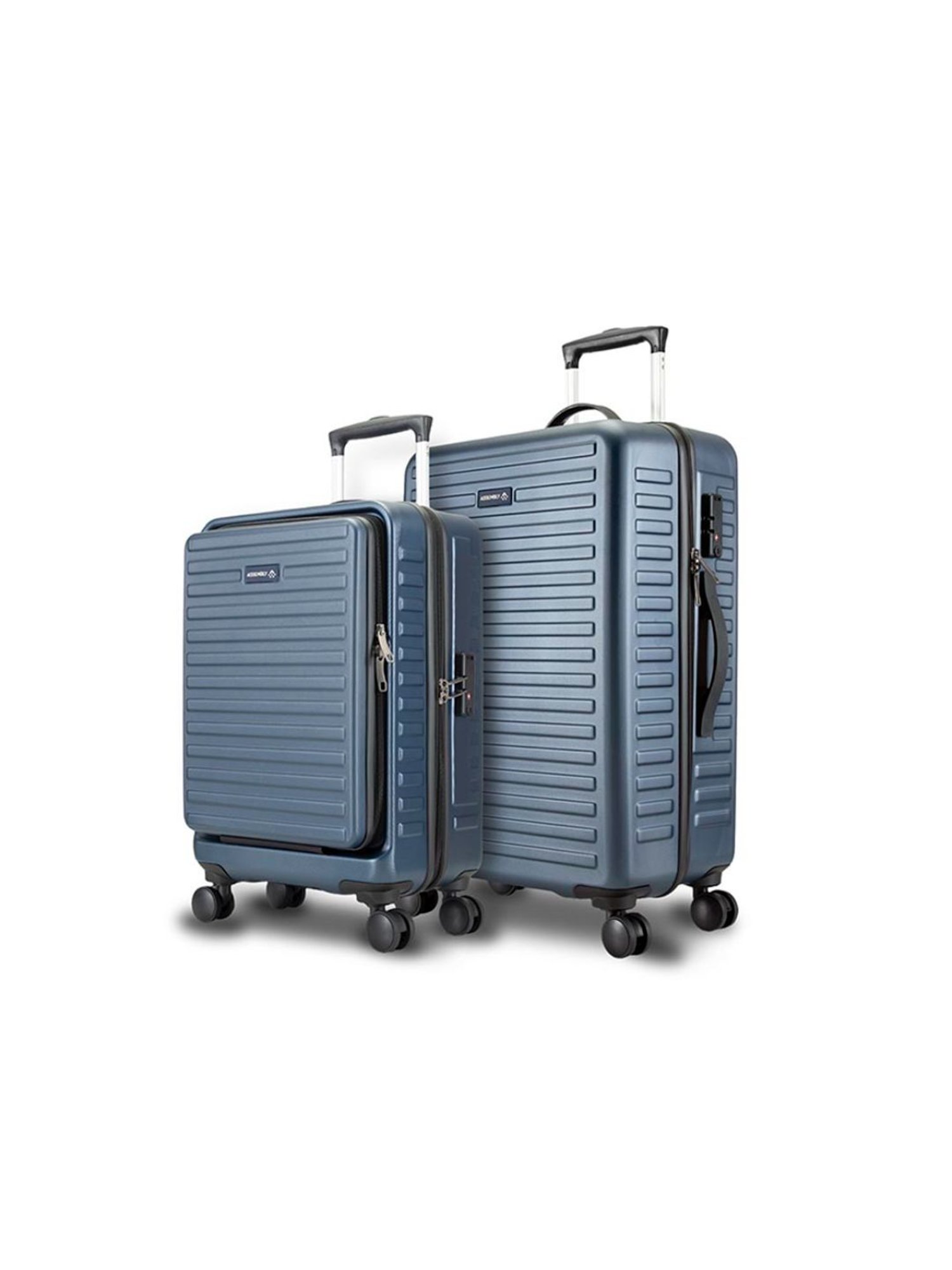 Assembly Blue Textured Trolley Bag Set of 2 - 20 inch & 24 inch