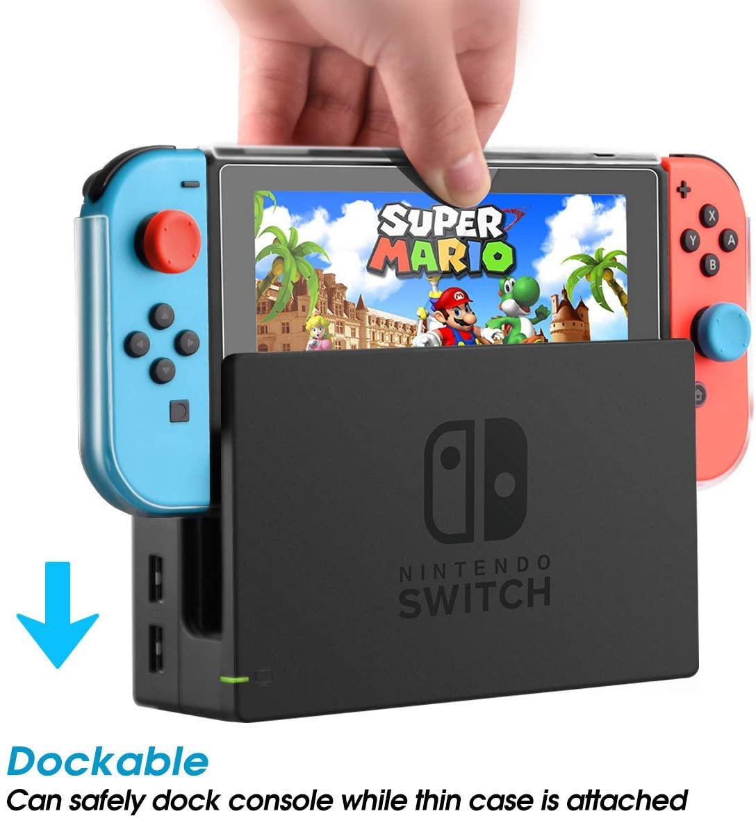 HEYSTOP Case Compatible with Nintendo Switch Case Screen Protector,TPU Protective Heavy Duty Cover Case for Nintendo Switch with Shock Absorption and Anti-Scratch (Black)