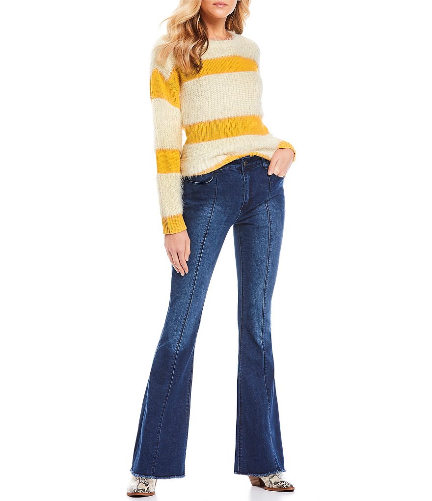 C&V Chelsea & Violet Stripe Eyelash Knit Sweater