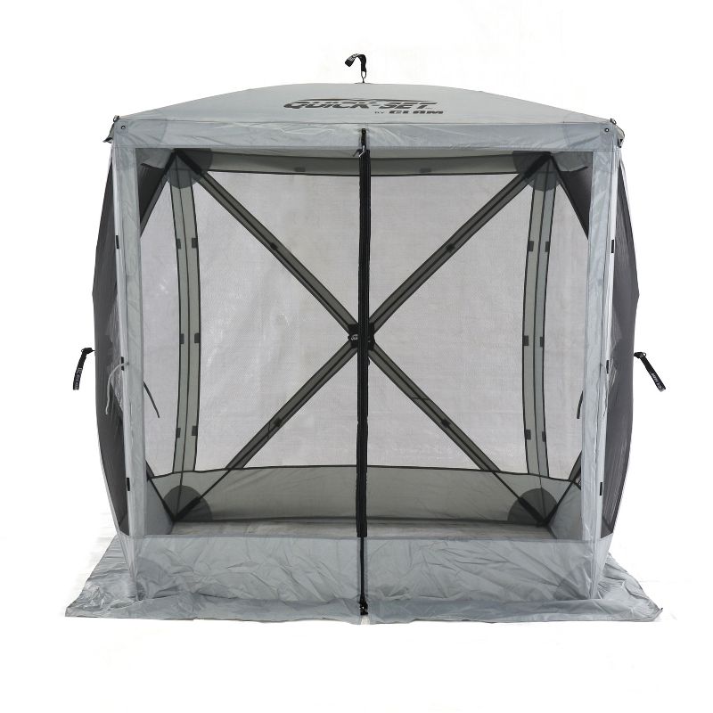 CLAM Quick-Set 6 x 6 Foot Traveler Portable Pop Up Outdoor Camping Gazebo 4 Sided Canopy Shelter with Ground Stakes and Carrying Bag, Gray