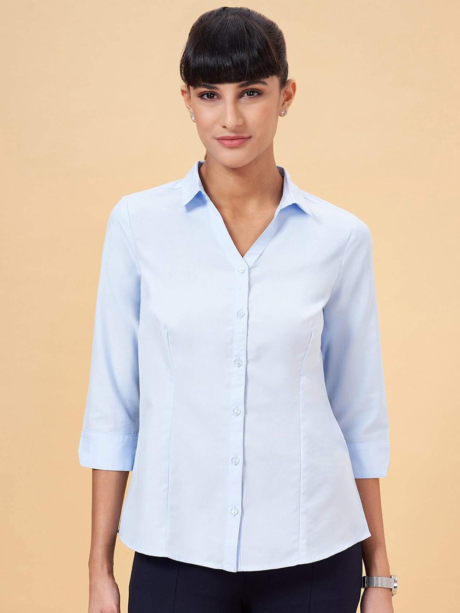Annabelle by Pantaloons Blue Regular Fit Formal Shirt