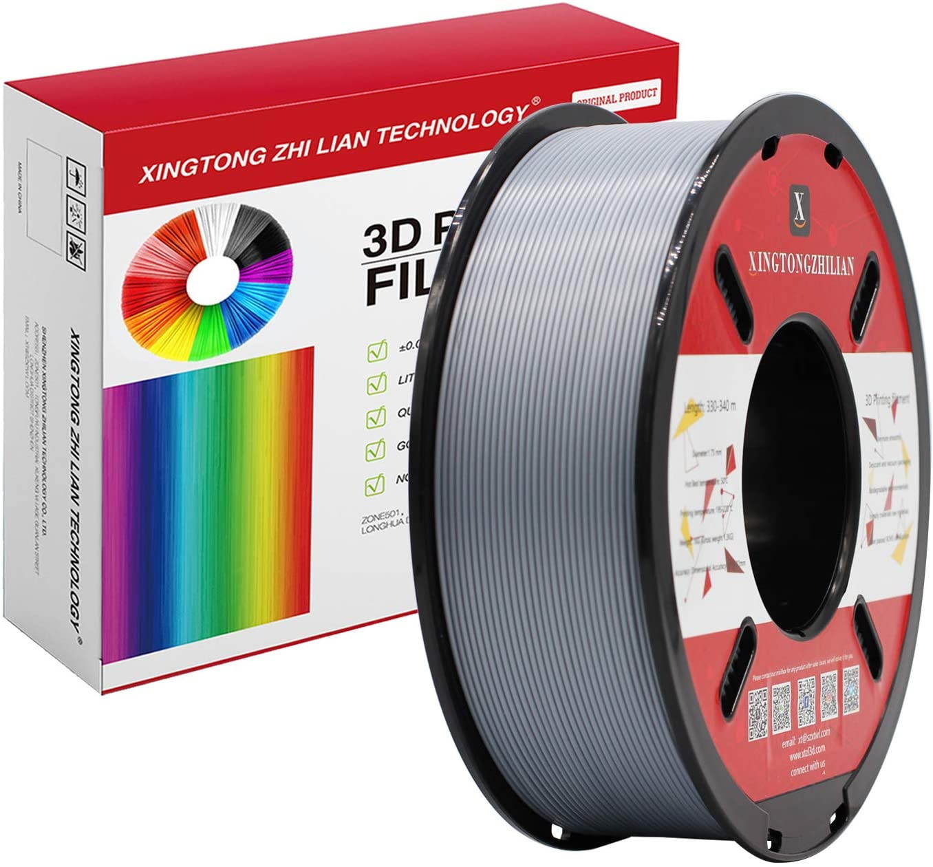 XTZL3D| PLA Material Printing Filament for 3D Printer, Silver,1kg, 1.75mm