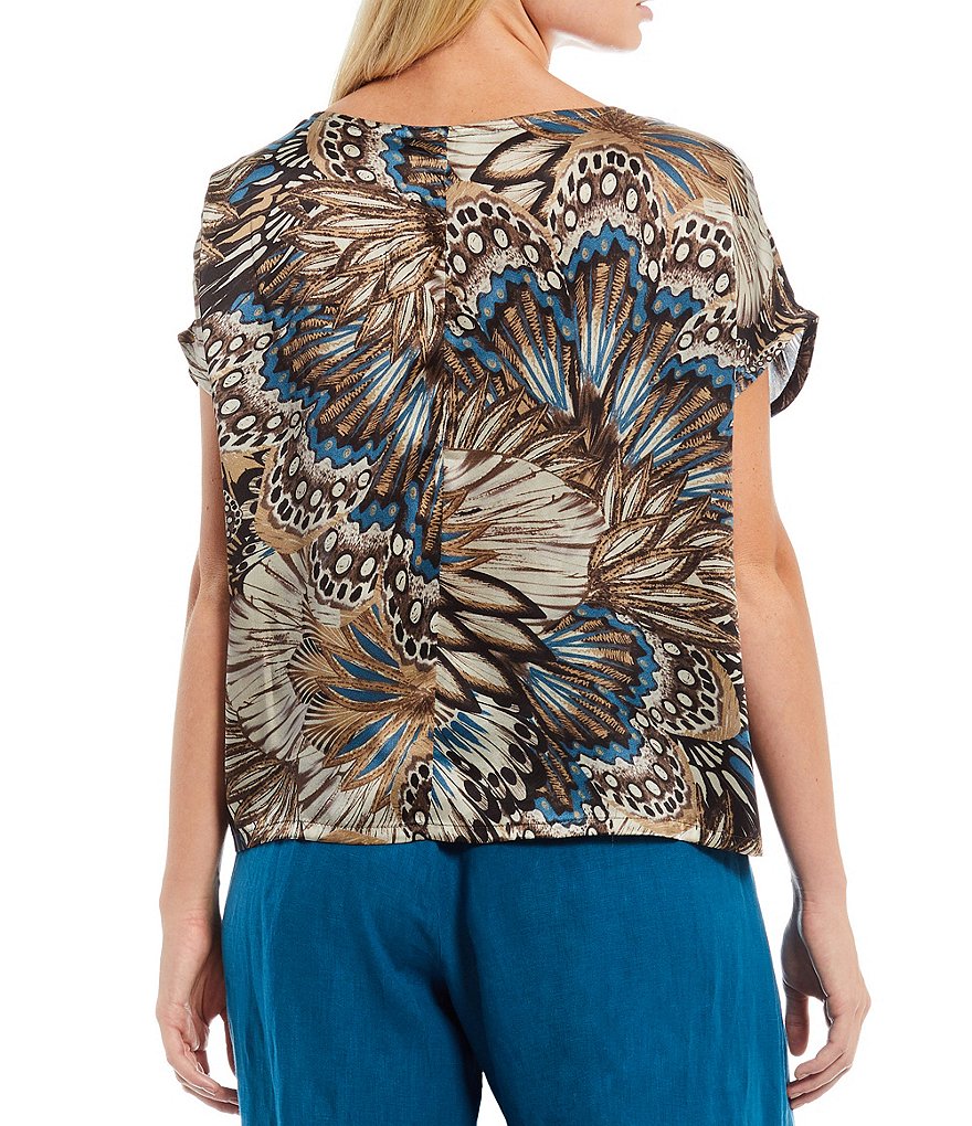 Bryn Walker Bess Italian Print Silk Boxy Shirt