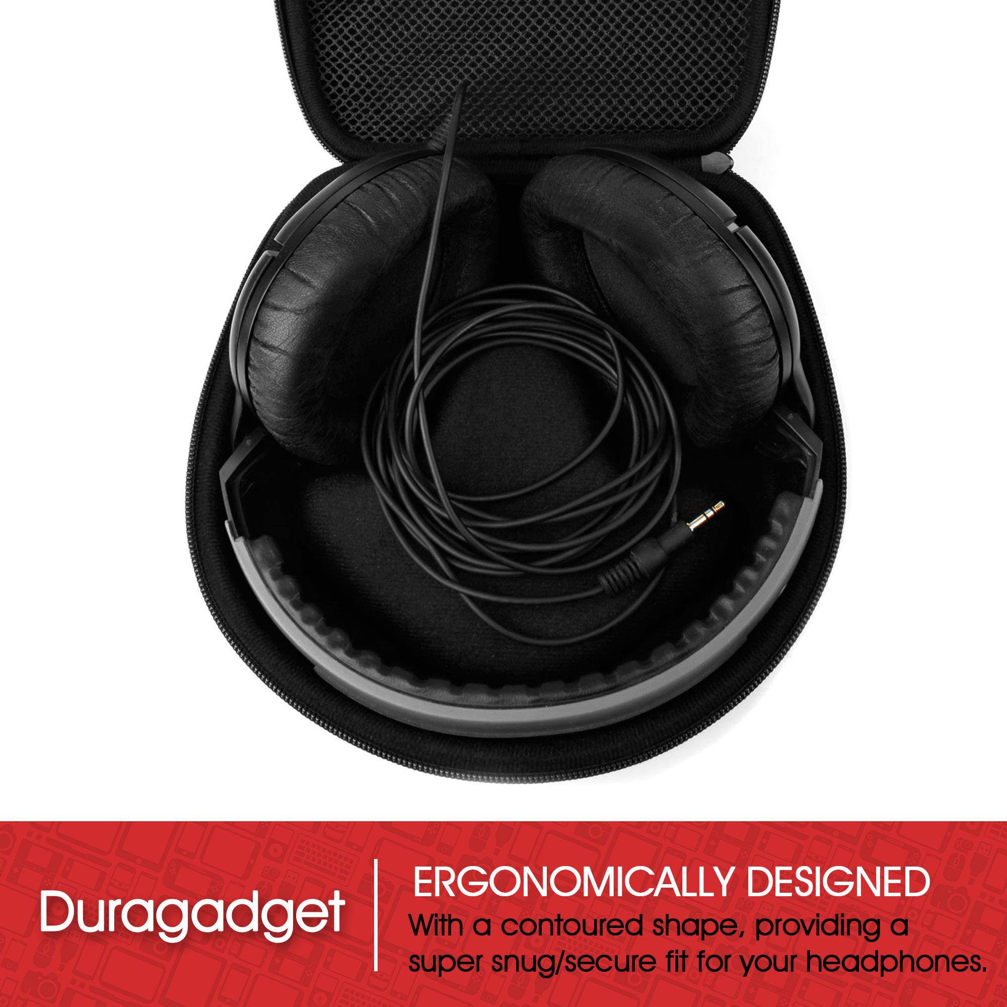 DURAGADGET Hard EVA Storage Case For Headphones / Earbuds, With Compartment (Black) For Grado: SR325is, SR225i, SR125i, SR80i, SR60i, PS1000, PS500, RS1i, RS2i, GS1000i
