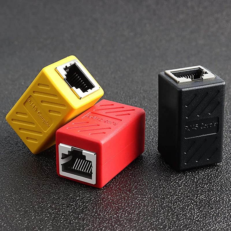 RJ45 Coupler inLine Coupler Cat7 Cat6 Cat5e Ethernet Cable Extender Adapter Female to Female 3 Pack