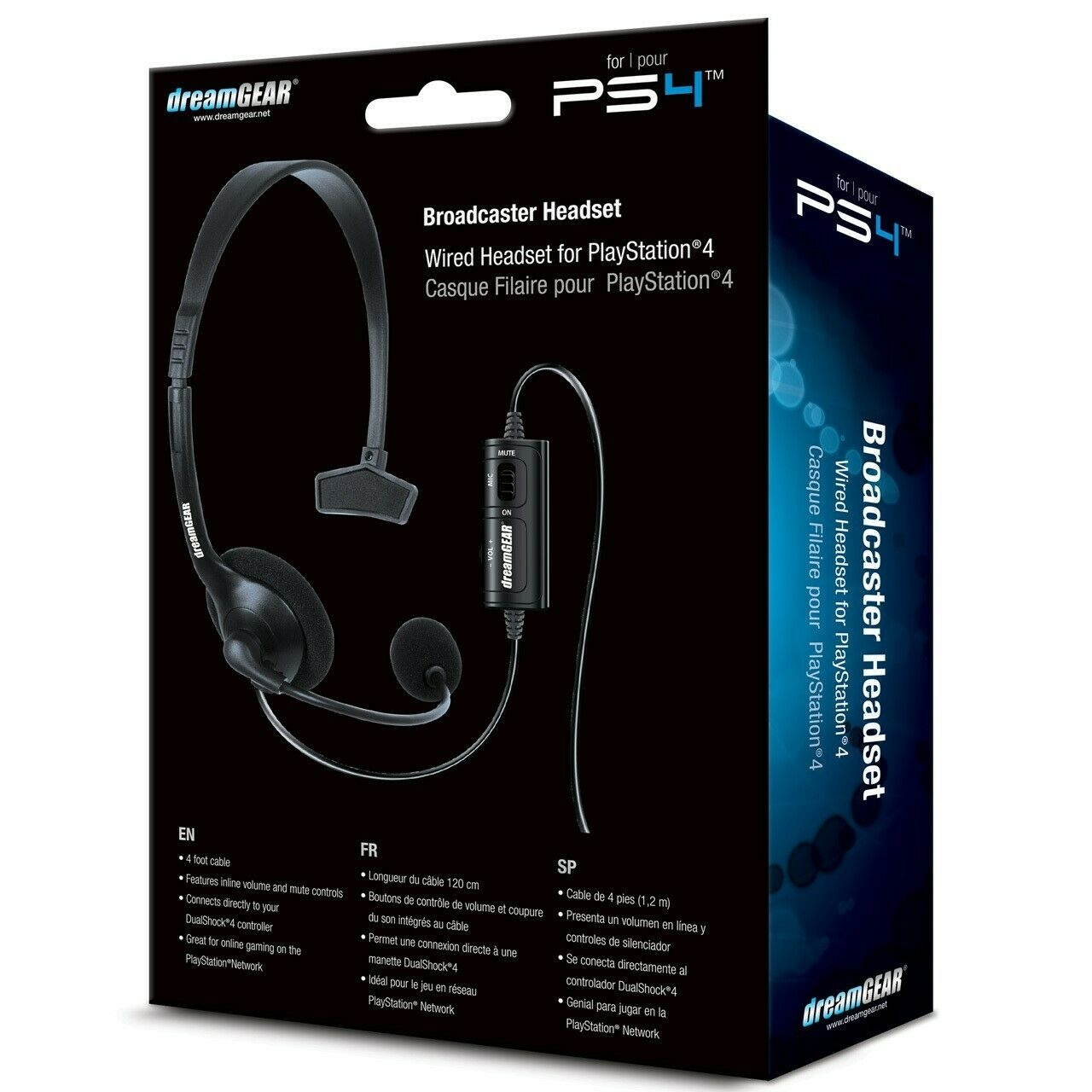 DreamGear DGPS4-6409 Broadcaster PS4 Headset Fits PS4 Dual Shock 4 Controller
