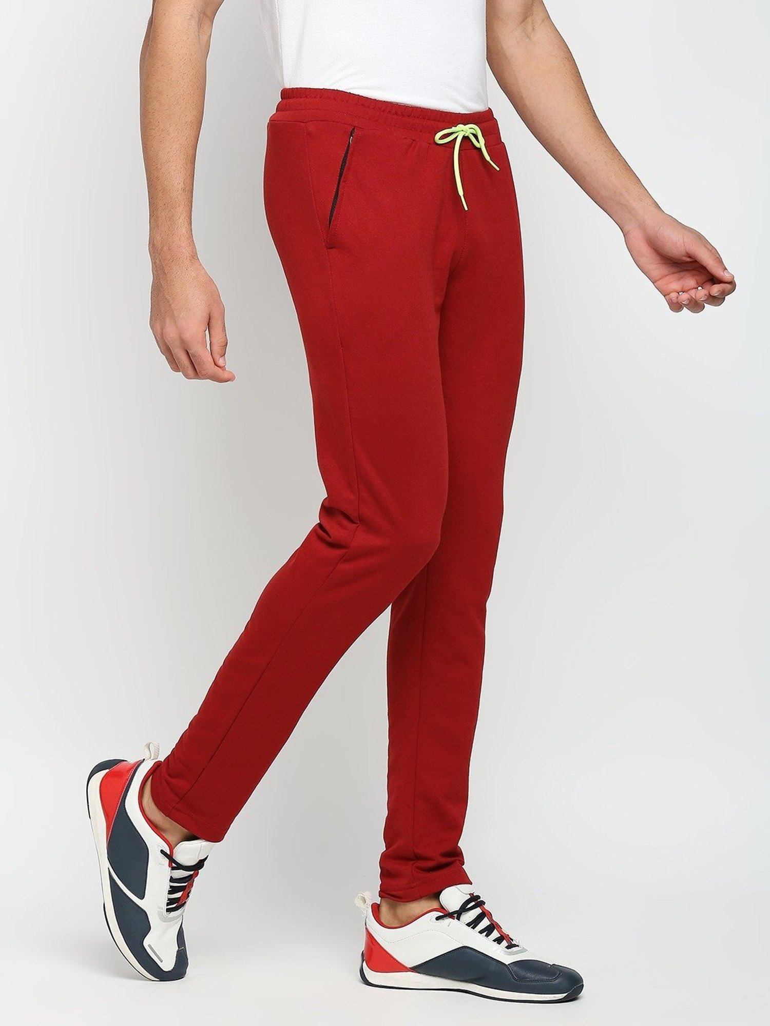 Fitz Maroon Slim Fit Trackpants